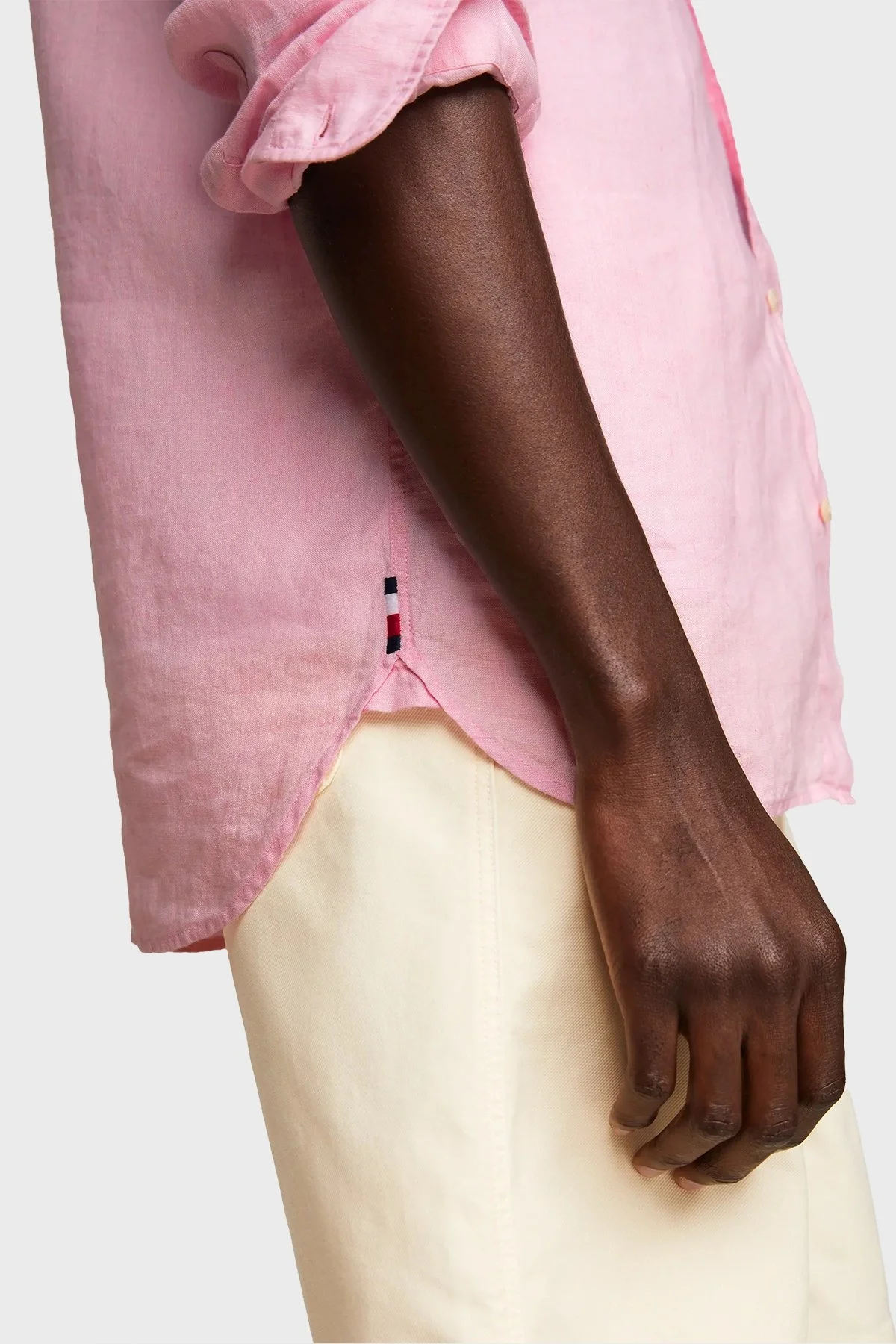 Tommy Hilfiger Düğmeli Yaka % 100 Keten Regular Fit Erkek Gömlek MW0MW34602 TJS PEMBE - 4