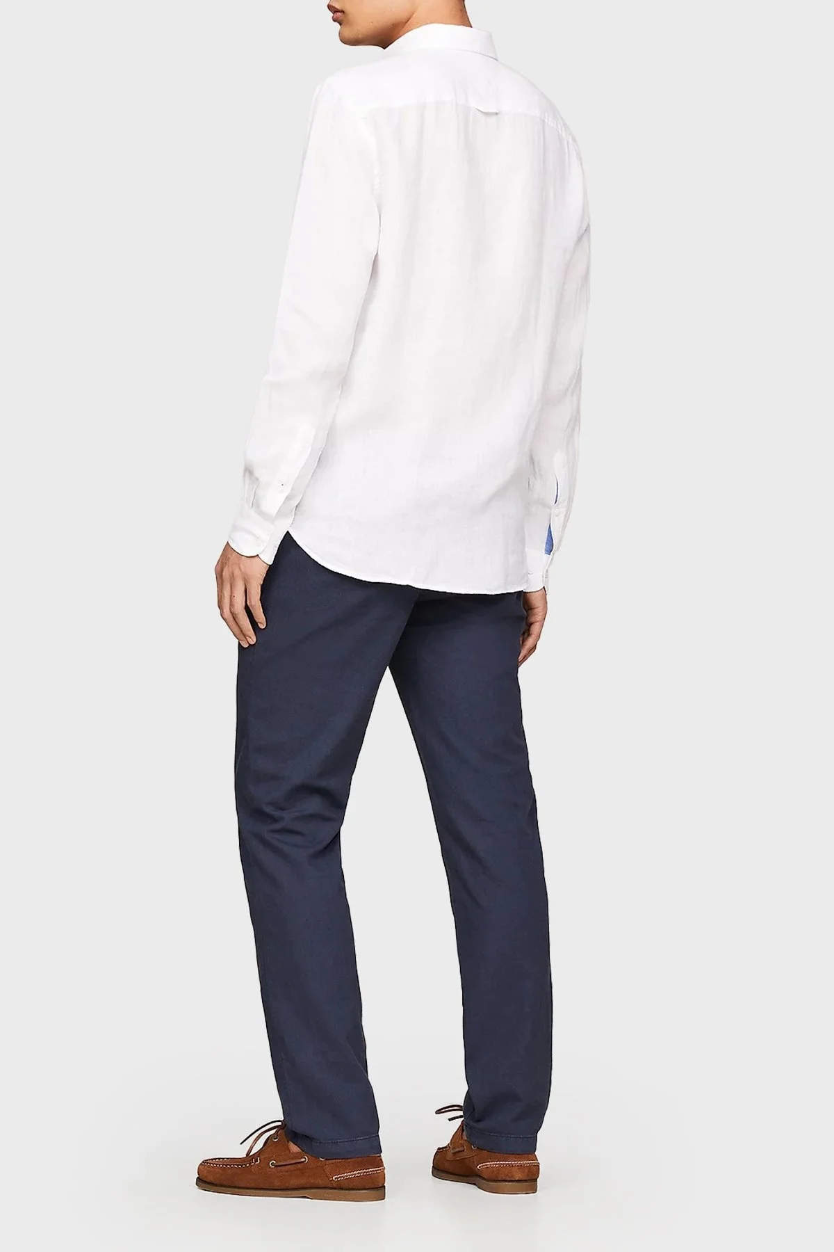 Tommy Hilfiger Düğmeli Yaka % 100 Keten Regular Fit Erkek Gömlek MW0MW34602 YCF BEYAZ - 9