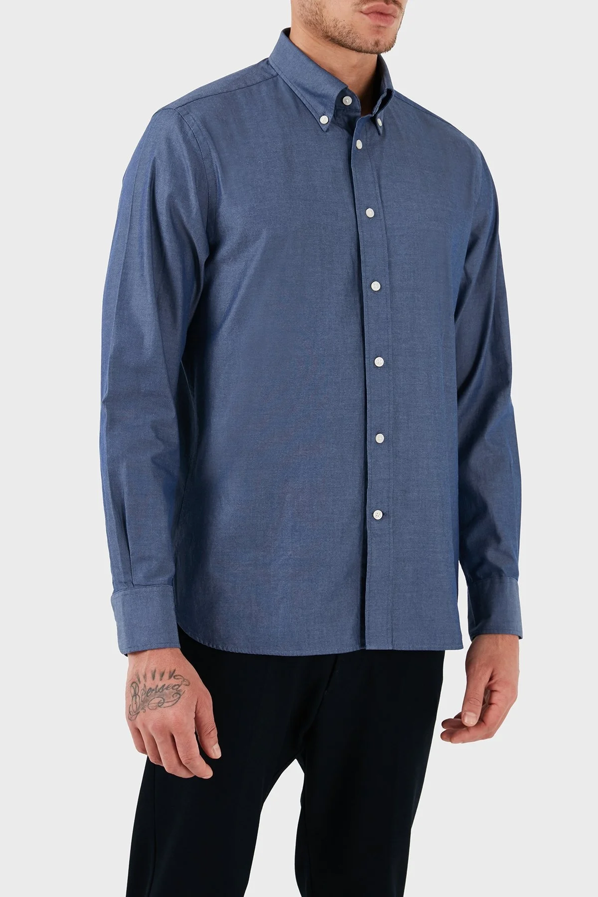 Tommy Hilfiger Düğmeli Yaka % 100 Pamuk Regular Fit Erkek Gömlek MW0MW33326 DXF LACİVERT - 14