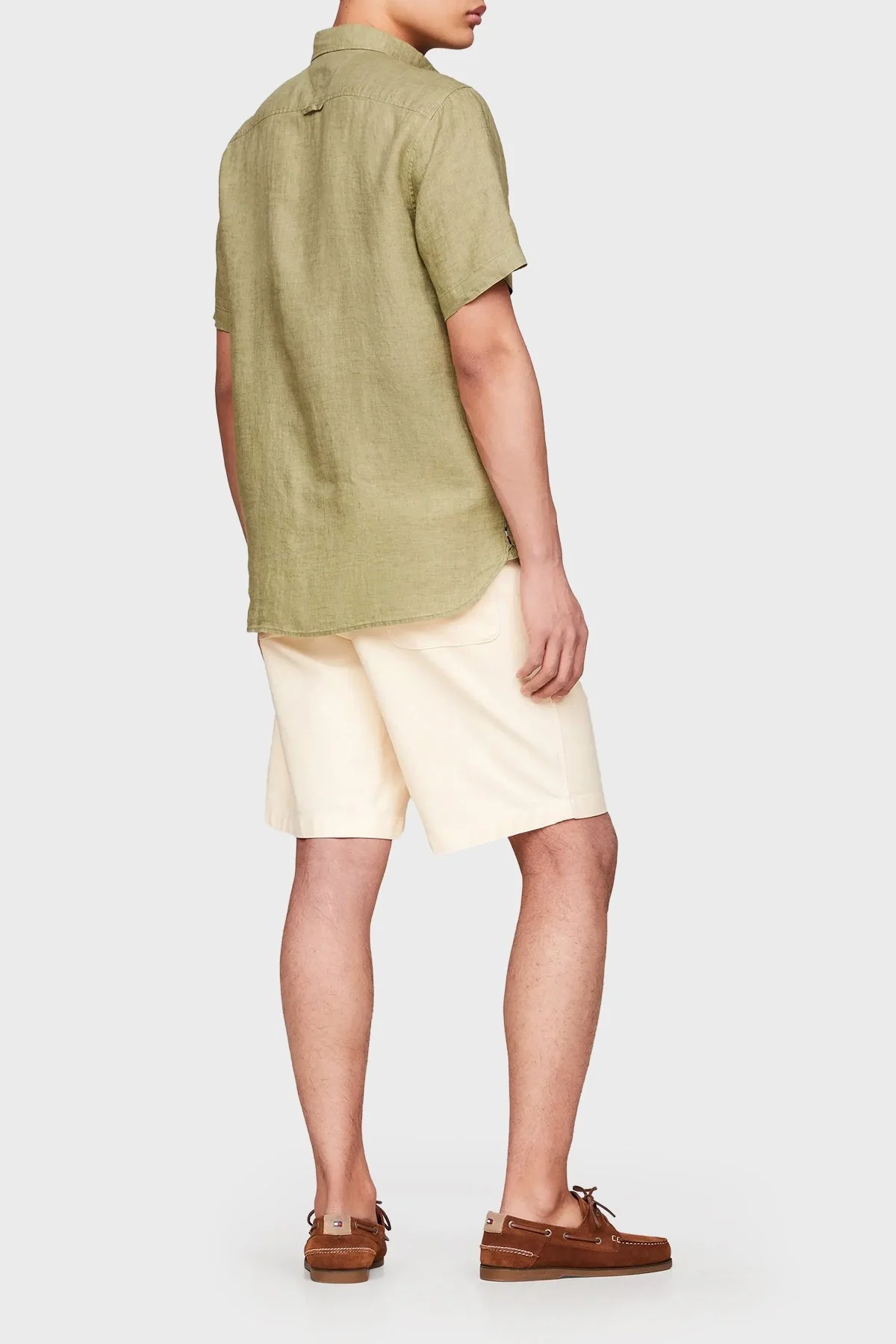 Tommy Hilfiger Düğmeli Yaka Kısa Kollu % 100 Keten Regular Fit Erkek Gömlek MW0MW35207 L9F HAKİ - 2