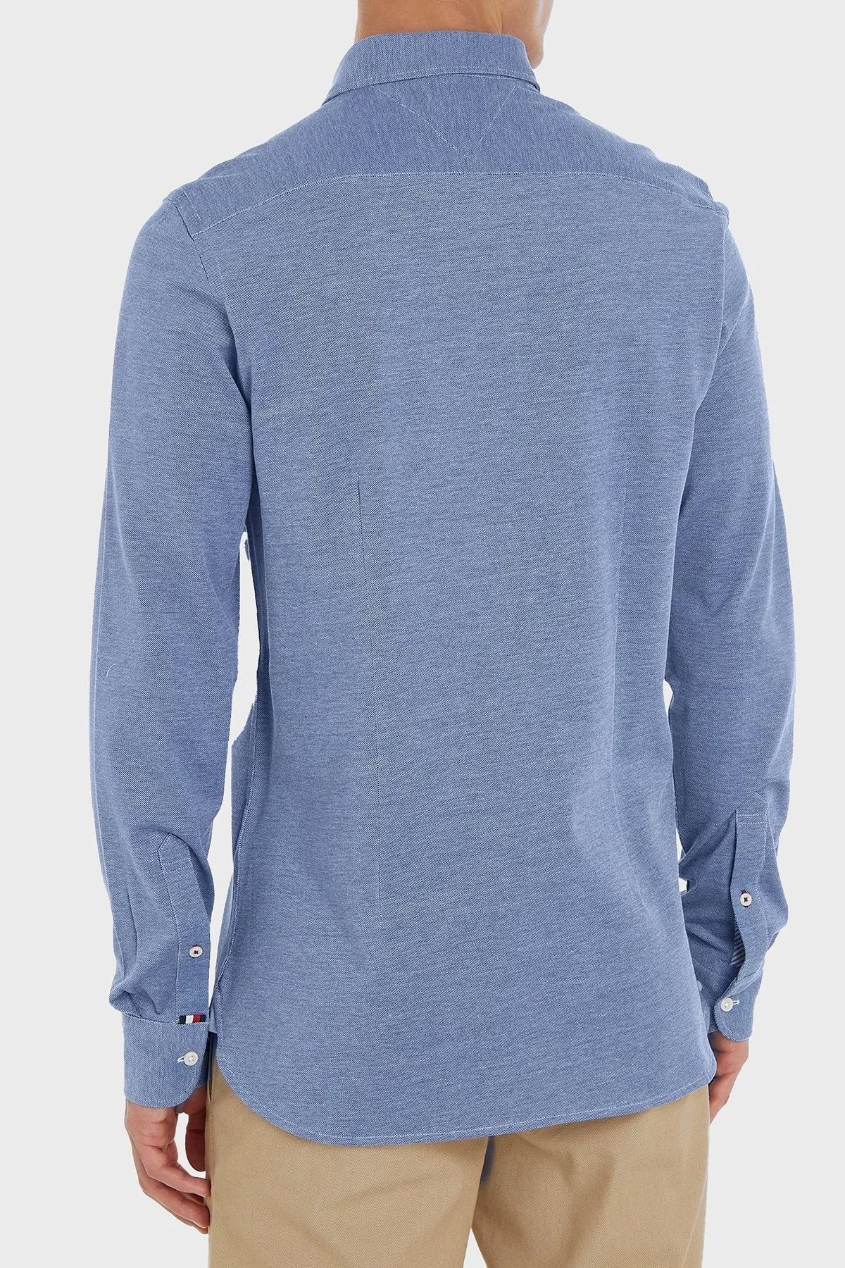 Tommy Hilfiger Düğmeli Yaka Organik Pamuklu Uzun Kollu Slim Fit Erkek Gömlek MW0MW30675 C66 MAVİ - 2