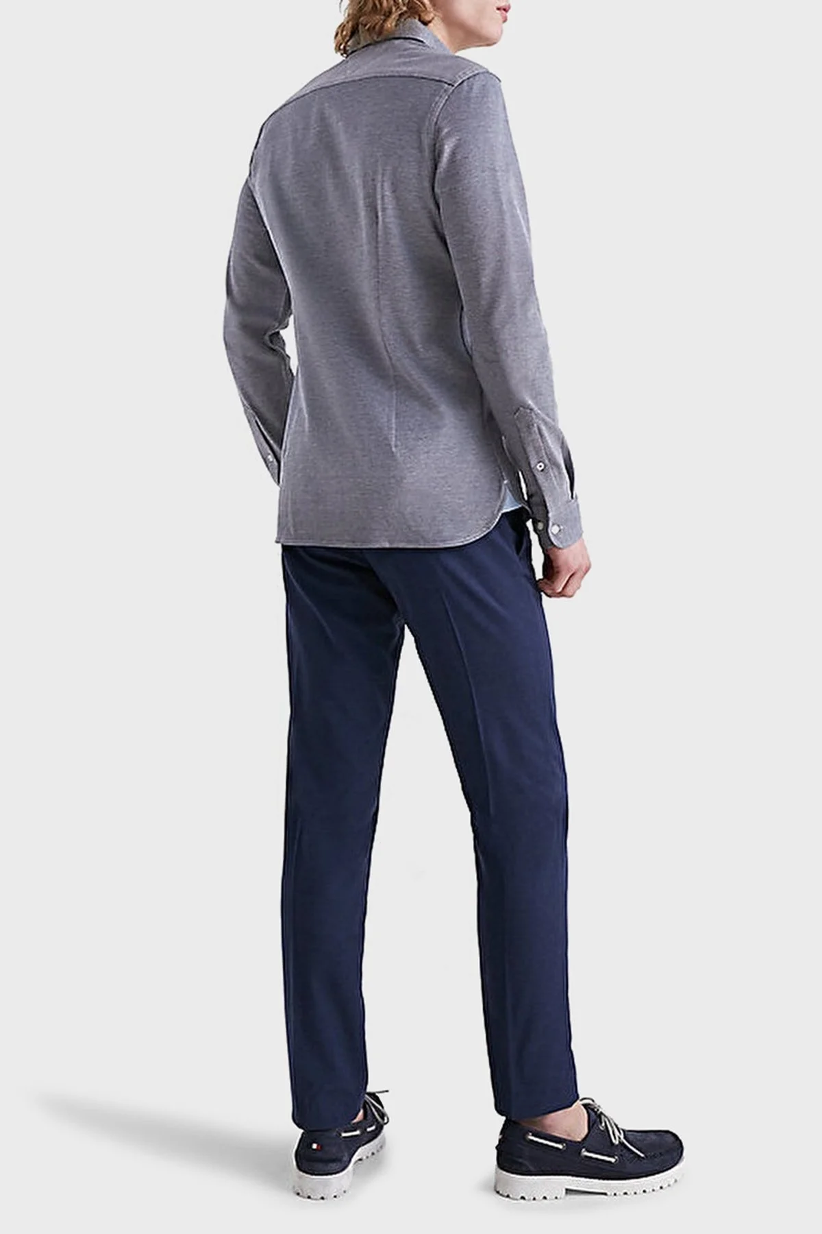 Tommy Hilfiger Düğmeli Yaka Organik Pamuklu Uzun Kollu Slim Fit Erkek Gömlek MW0MW30675 DCC LACİVERT - 2