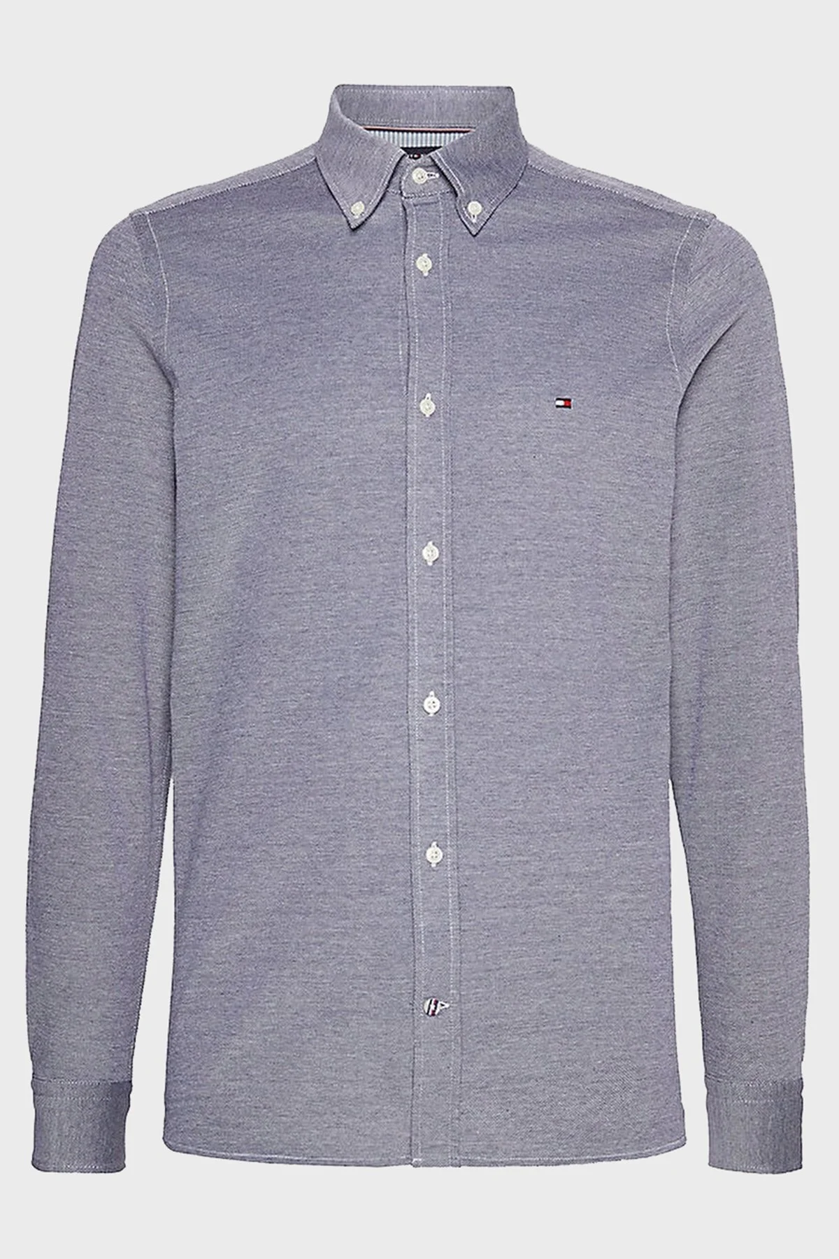 Tommy Hilfiger Düğmeli Yaka Organik Pamuklu Uzun Kollu Slim Fit Erkek Gömlek MW0MW30675 DCC LACİVERT - 16