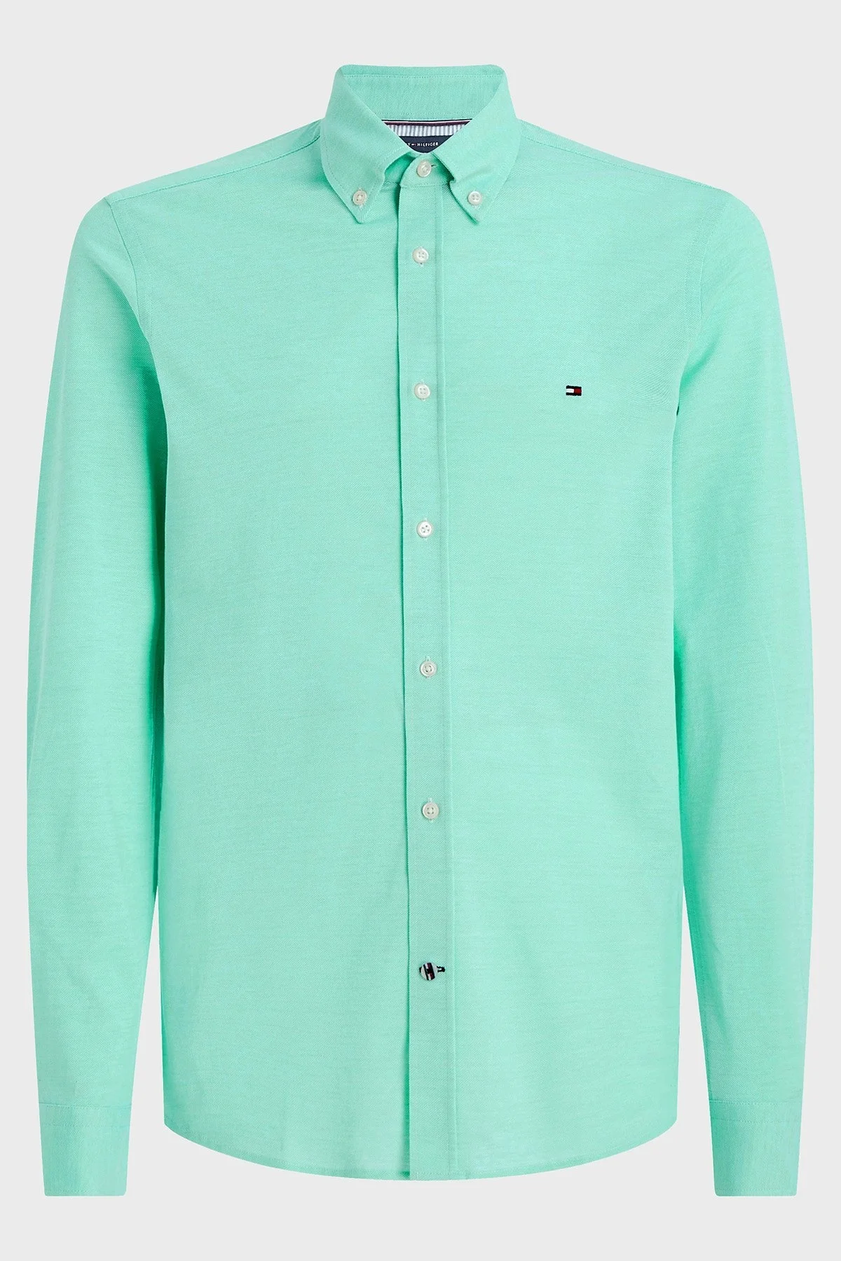 Tommy Hilfiger Düğmeli Yaka Organik Pamuklu Uzun Kollu Slim Fit Erkek Gömlek MW0MW30675 L47 MİNT - 7