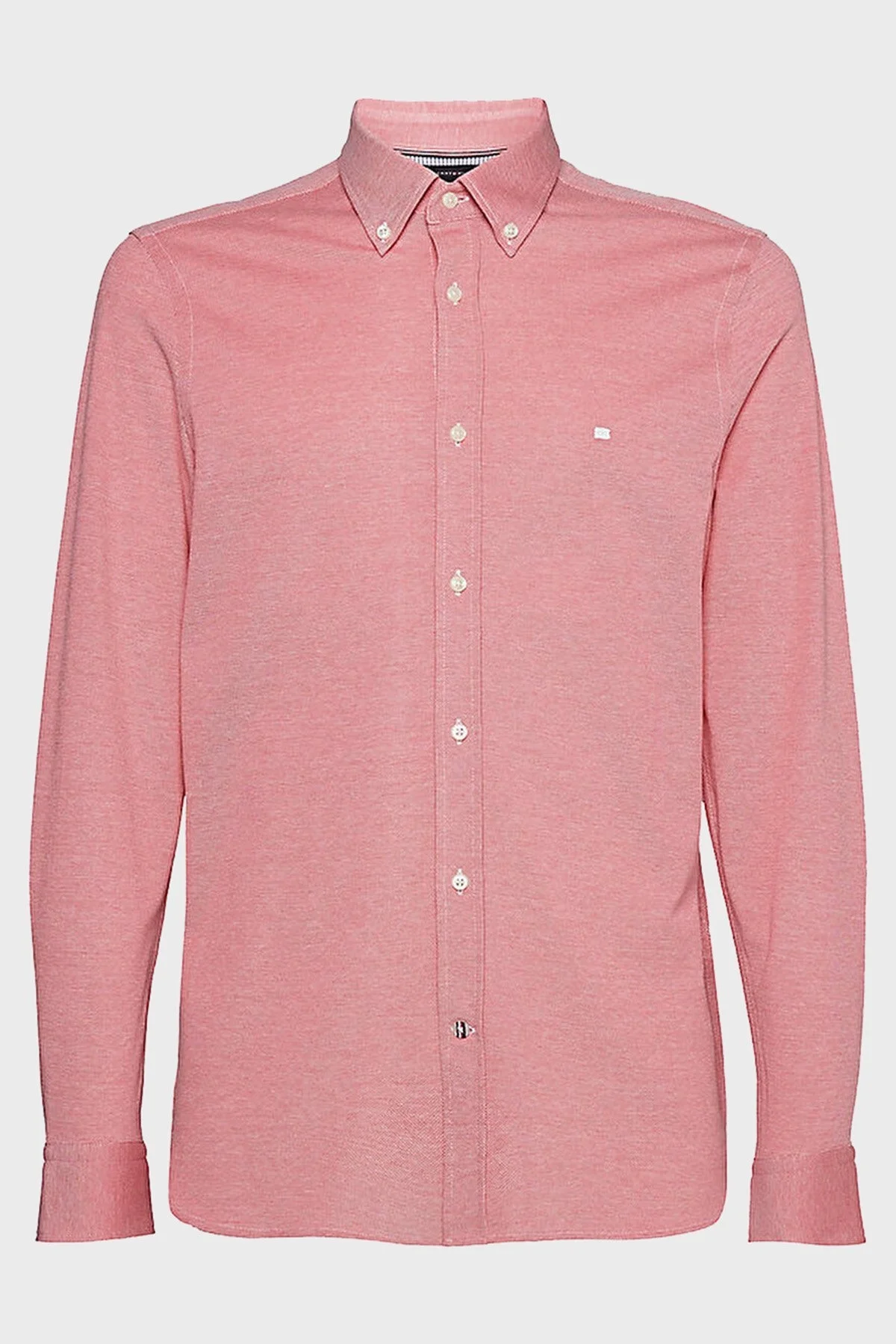 Tommy Hilfiger Düğmeli Yaka Organik Pamuklu Uzun Kollu Slim Fit Erkek Gömlek MW0MW30675 XIX KIRMIZI - 5