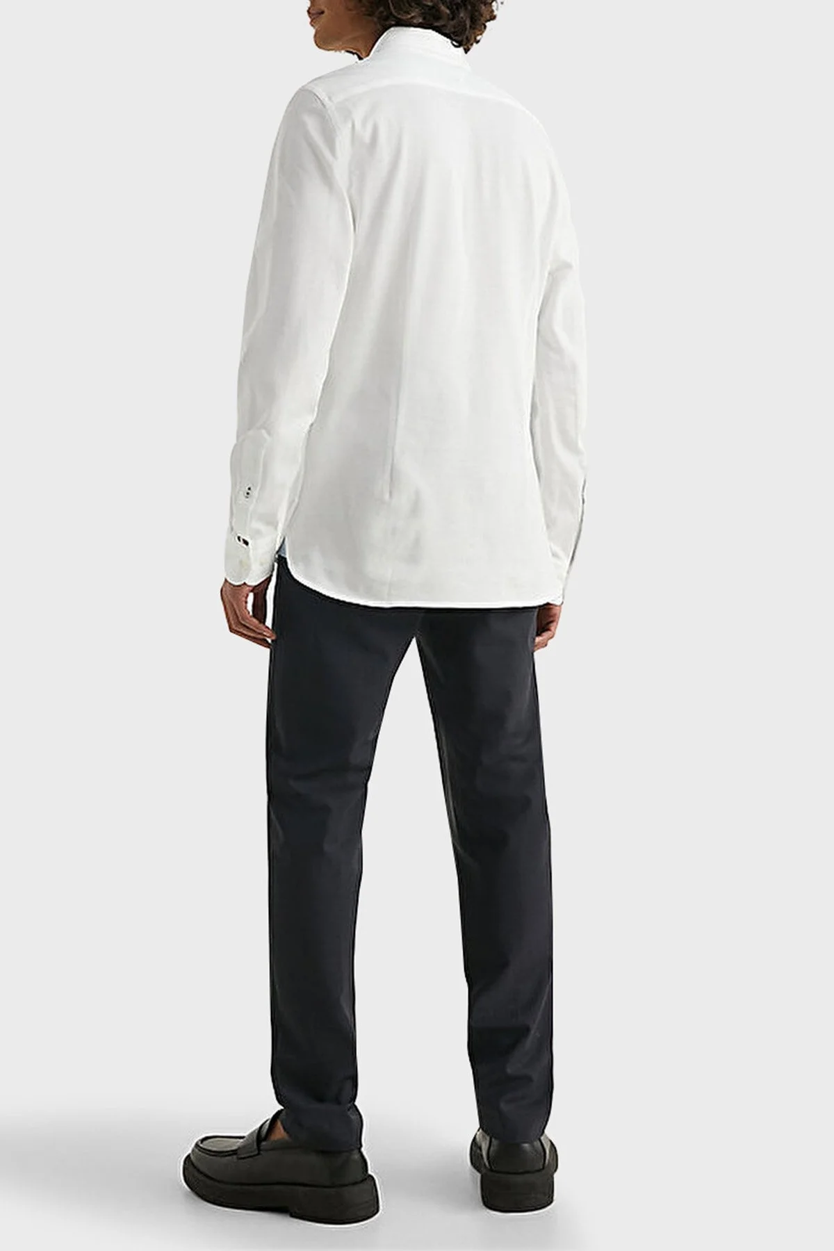 Tommy Hilfiger Düğmeli Yaka Organik Pamuklu Uzun Kollu Slim Fit Erkek Gömlek MW0MW30675 YCF BEYAZ - 9