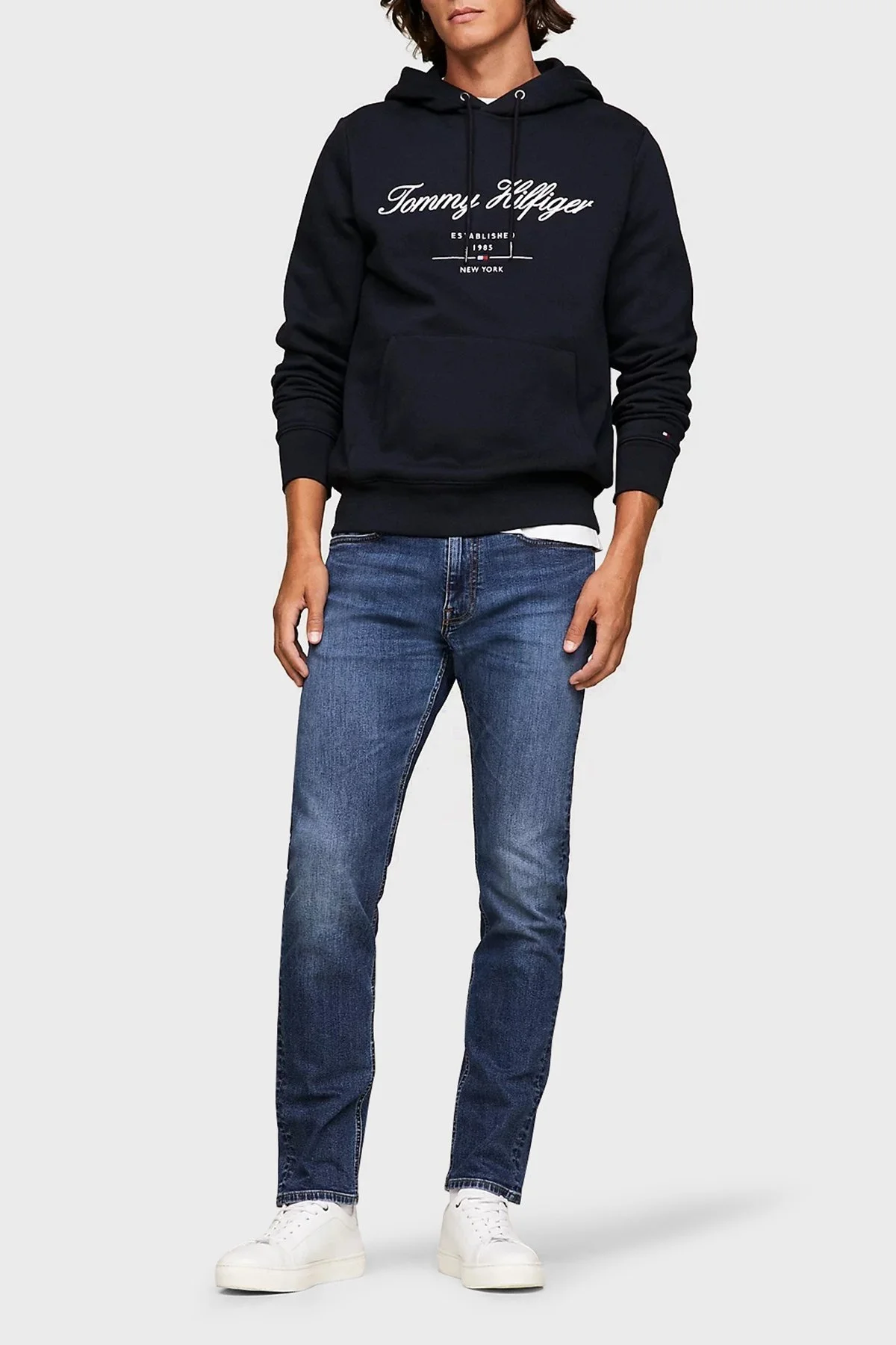 Tommy Hilfiger Düşük Bel Slim Fit Jeans Erkek Kot Pantolon MW0MW35159 1BK MAVİ - 1