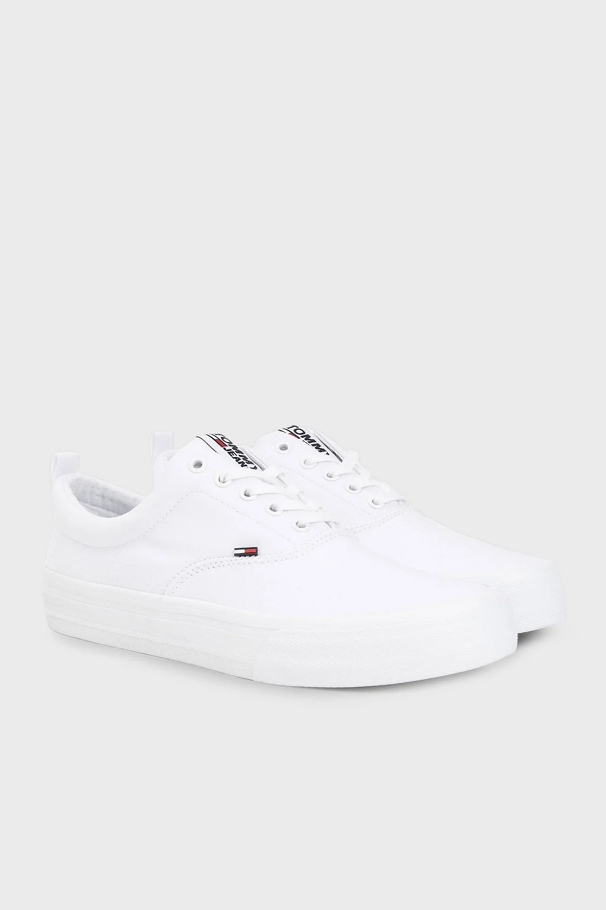 Tommy Hilfiger Düşük Bilekli Pamuklu Spor Erkek Ayakkabı EM0EM00530 100 BEYAZ - 5