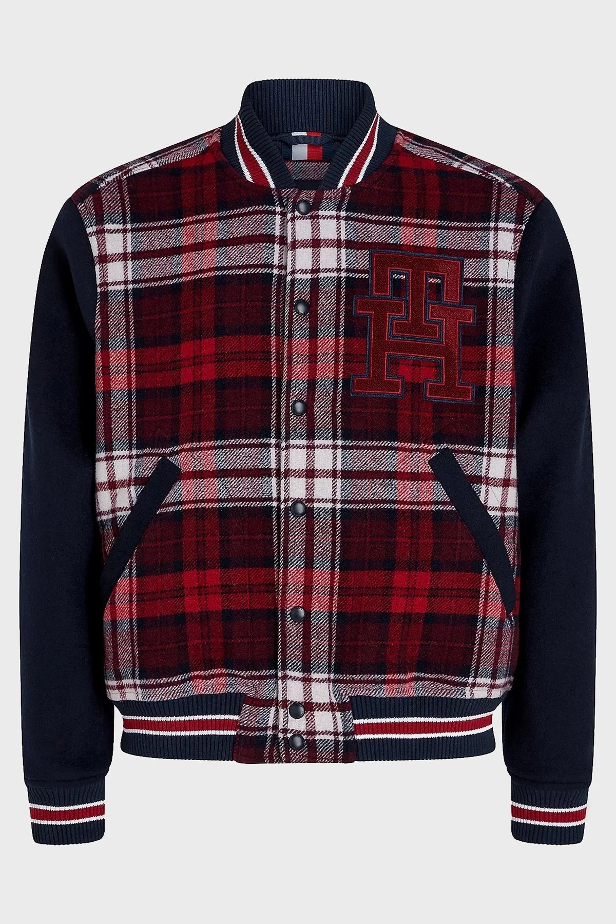 Tommy Hilfiger Ekose Desenli Yün Karışımlı Regular Fit Bomber Erkek Ceket MW0MW34023 0QM KIRMIZI - 3