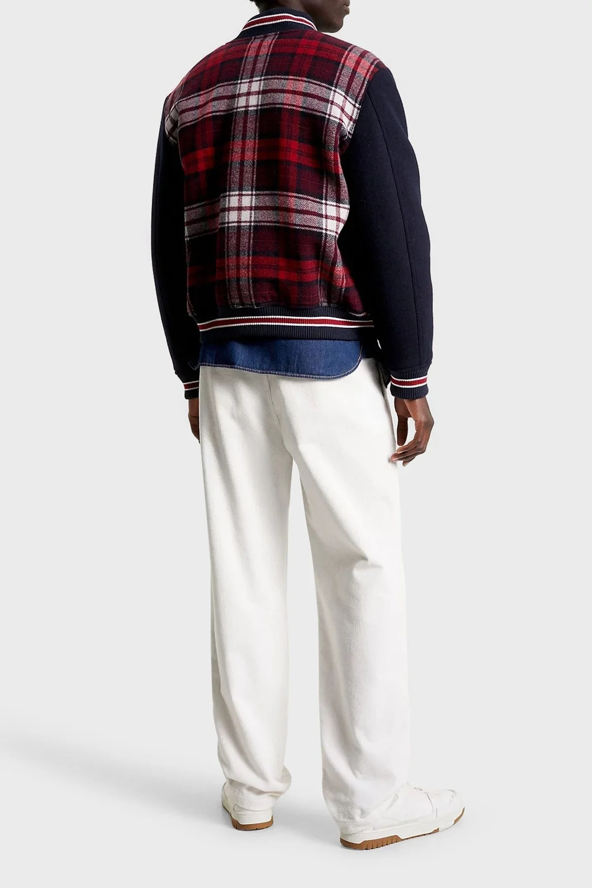 Tommy Hilfiger Ekose Desenli Yün Karışımlı Regular Fit Bomber Erkek Ceket MW0MW34023 0QM KIRMIZI - 5