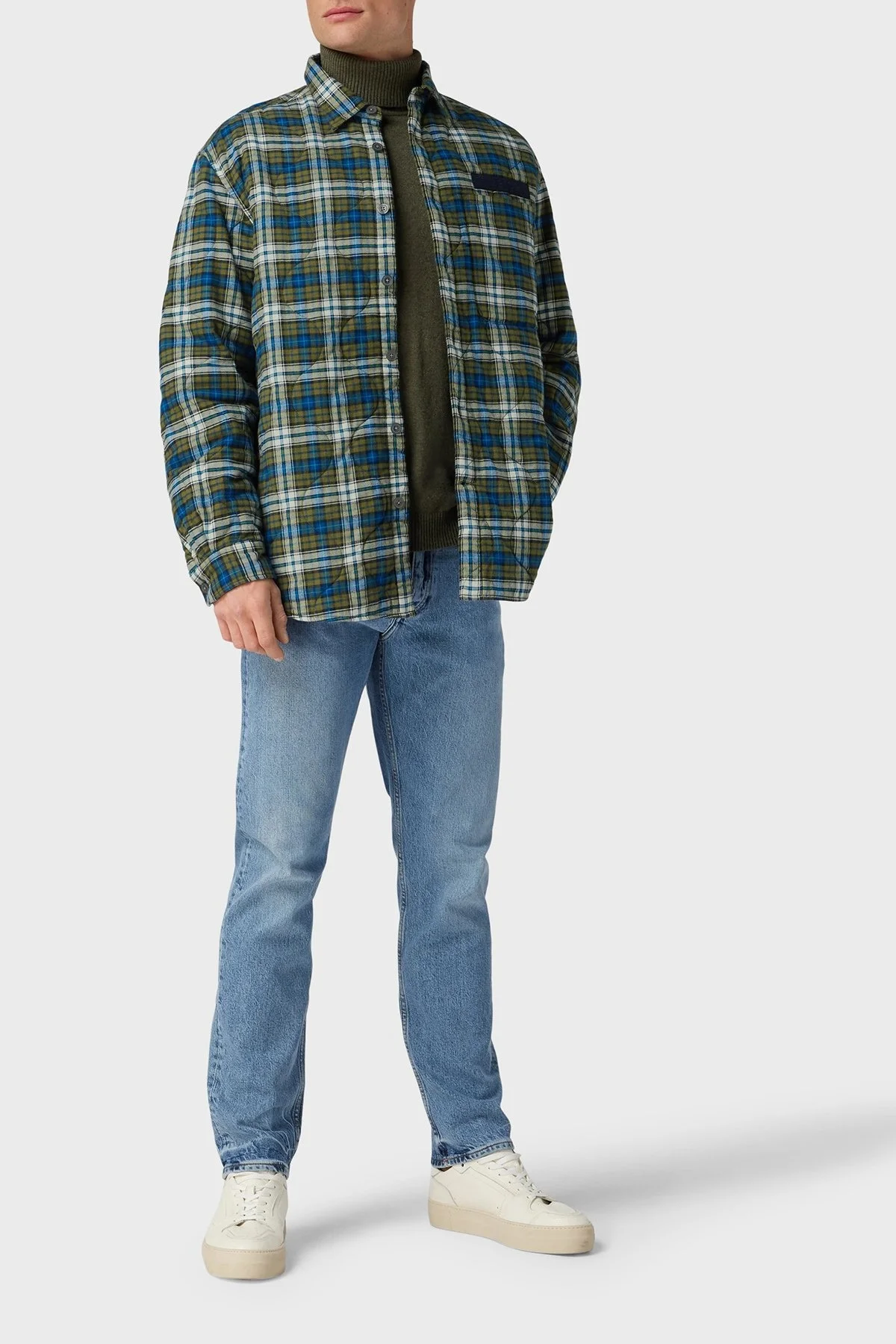 Tommy Hilfiger Ekoseli Pamuklu Loose Fit Erkek Gömlek Ceket MW0MW32859 0N1 YEŞİL - 2