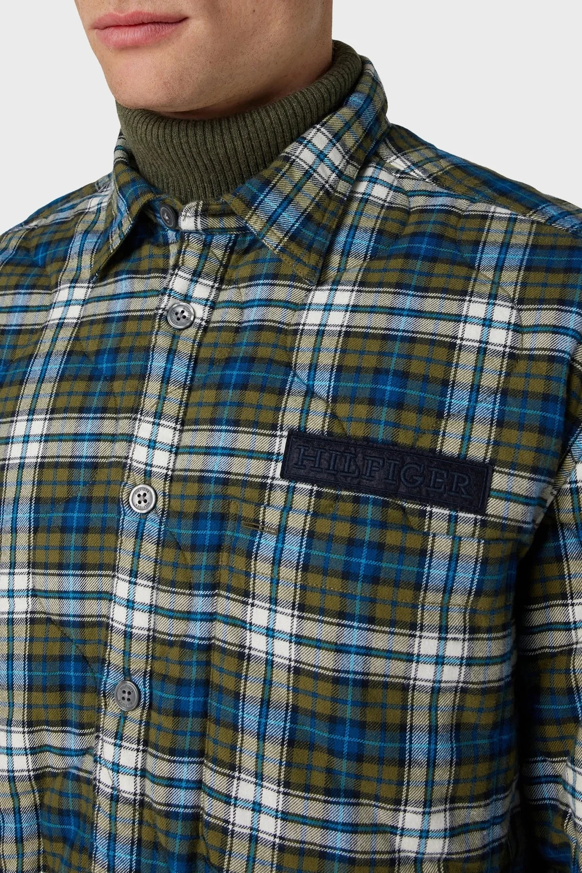 Tommy Hilfiger Ekoseli Pamuklu Loose Fit Erkek Gömlek Ceket MW0MW32859 0N1 YEŞİL - 4