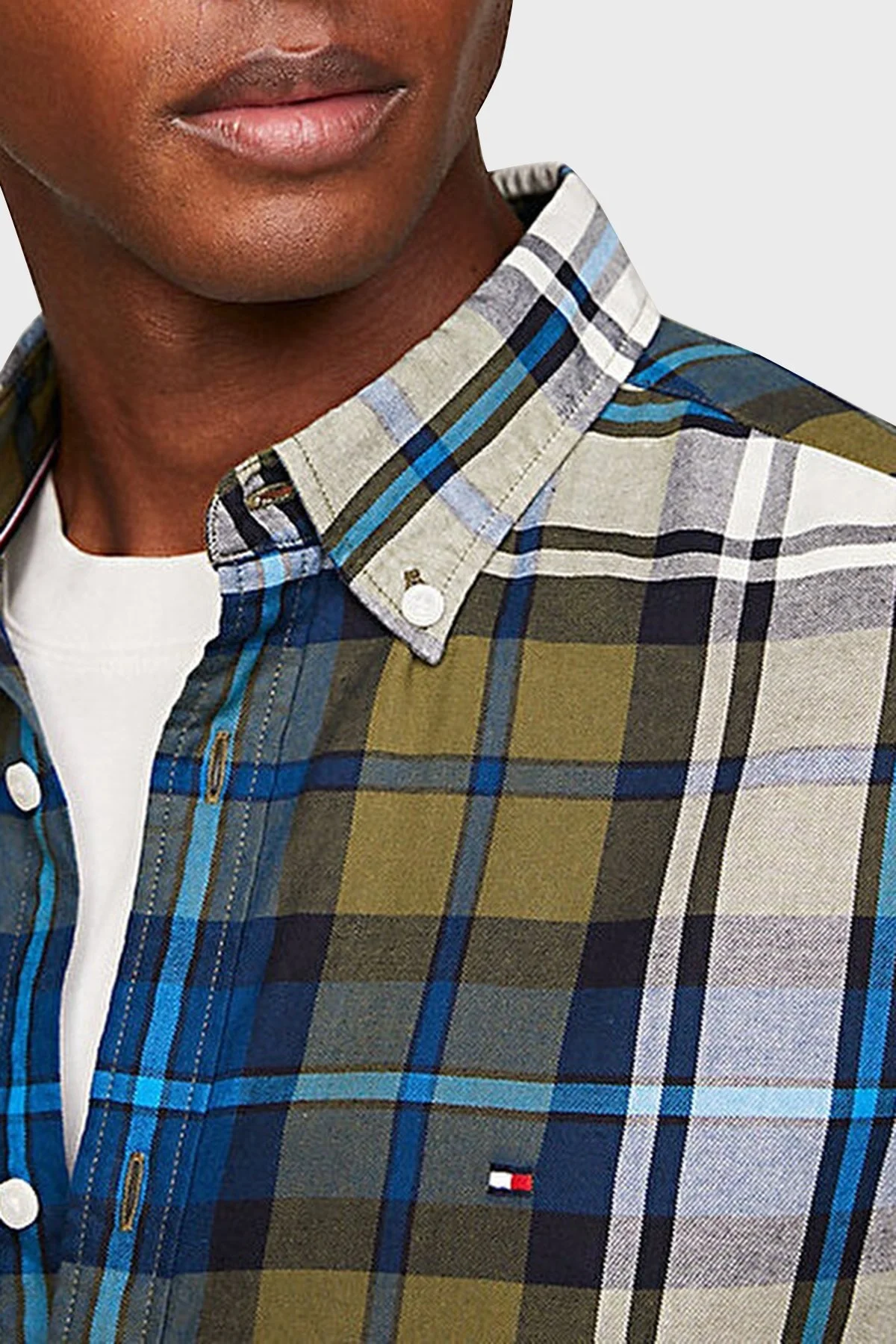 Tommy Hilfiger Ekoseli Pamuklu Regular Fit Erkek Gömlek MW0MW32893 0N1 YEŞİL-BEYAZ - 3