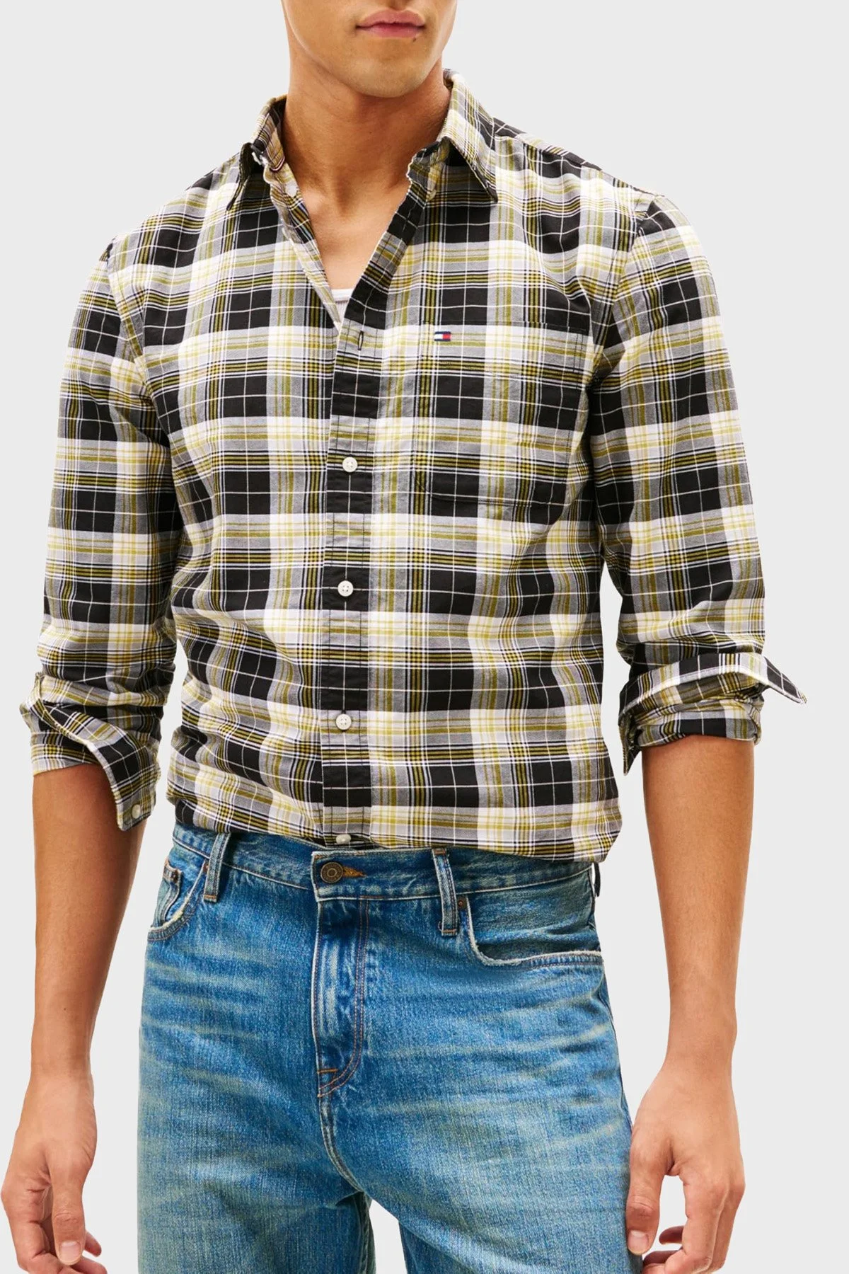 Tommy Hilfiger Ekoseli Pamuklu Regular Fit Uzun Kollu Erkek Gömlek MW0MW41678 0MD SİYAH - 1