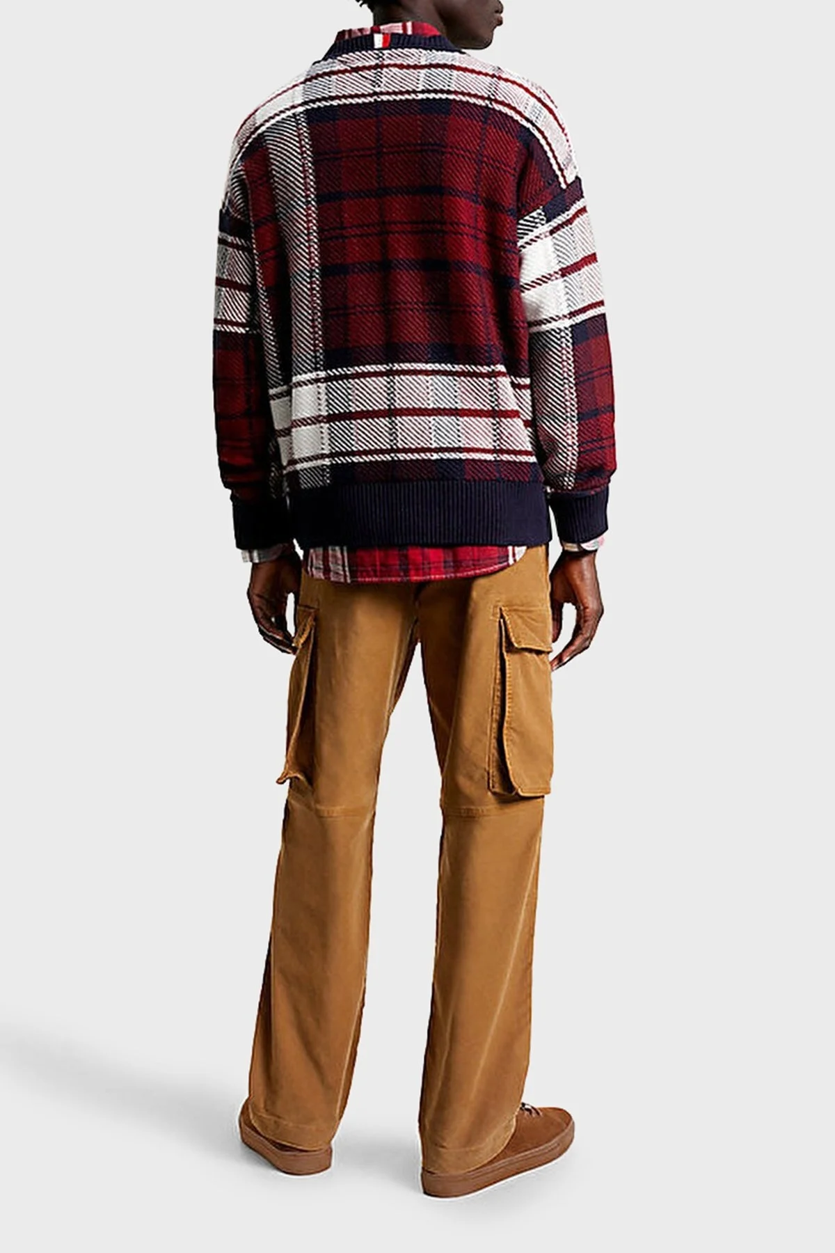 Tommy Hilfiger Ekoseli V Yaka Erkek Kazak MW0MW33083 DW5 LACİVERT - 7