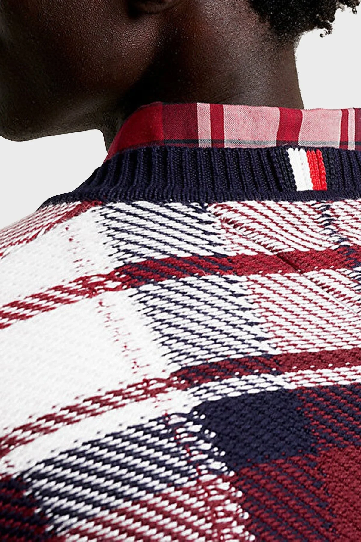 Tommy Hilfiger Ekoseli V Yaka Erkek Kazak MW0MW33083 DW5 LACİVERT - 9