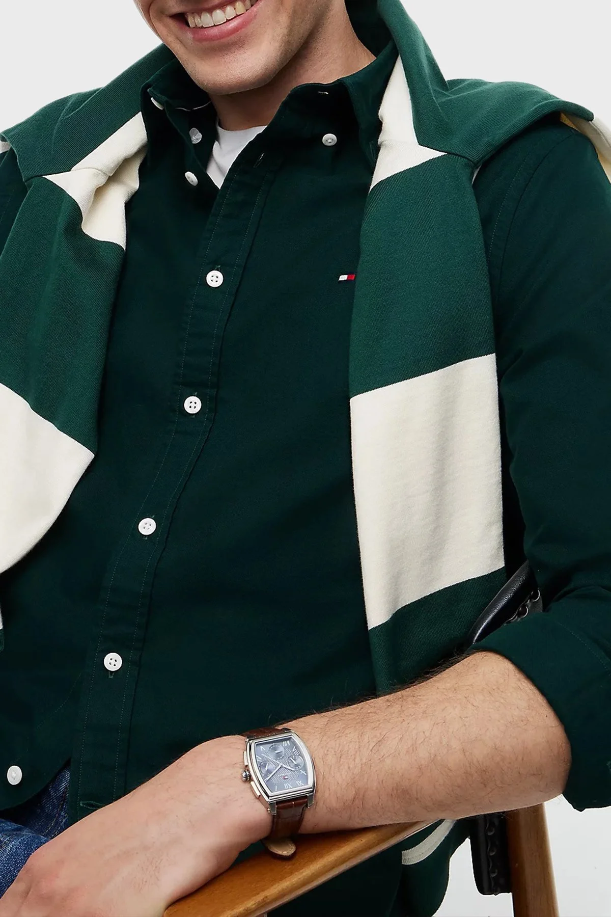 Tommy Hilfiger Erkek Gömlek MW0MW35774 MBP Koyu yeşil - 4