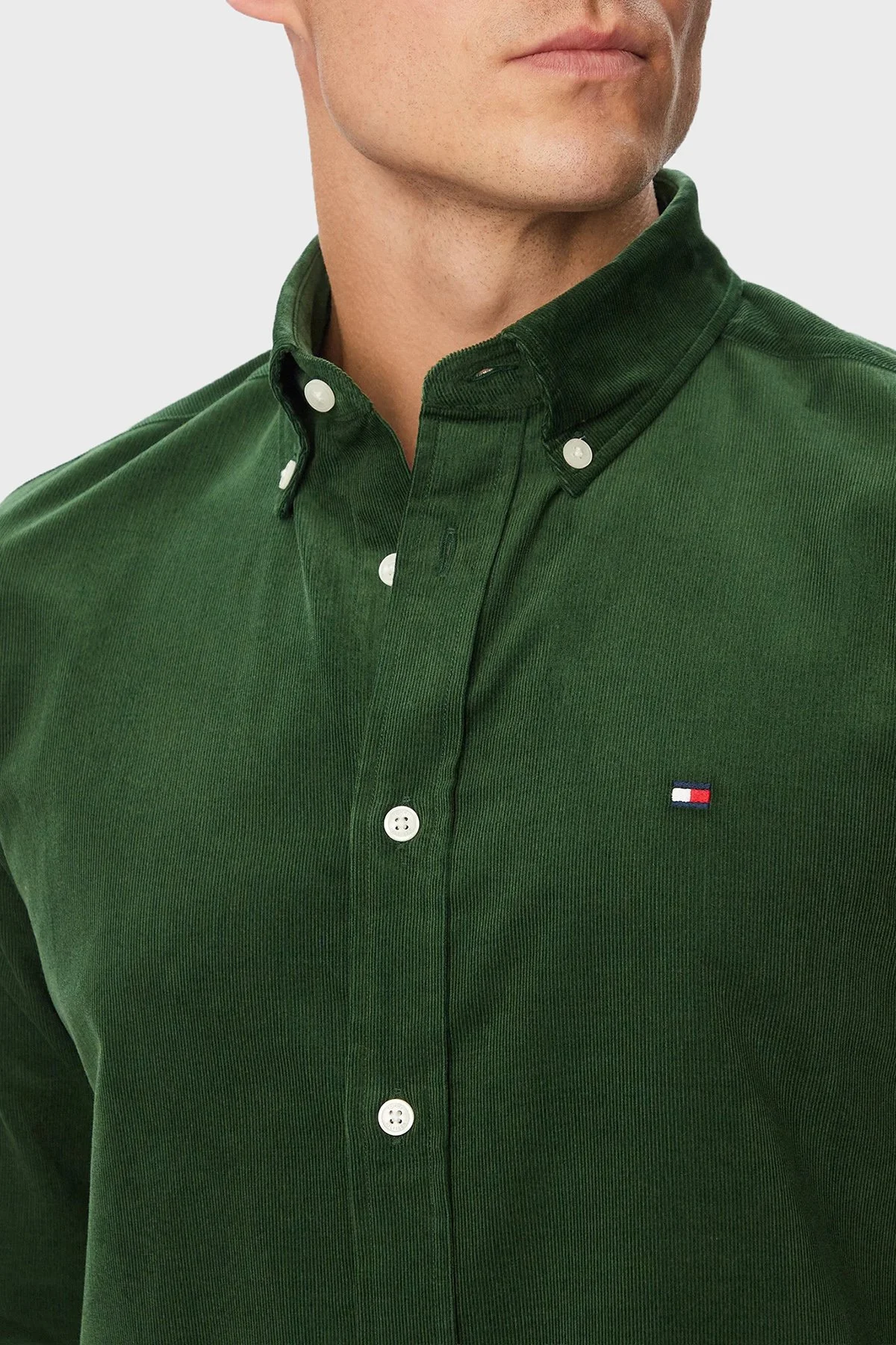 Tommy Hilfiger Erkek Gömlek MW0MW40486 L07 Koyu yeşil - 4