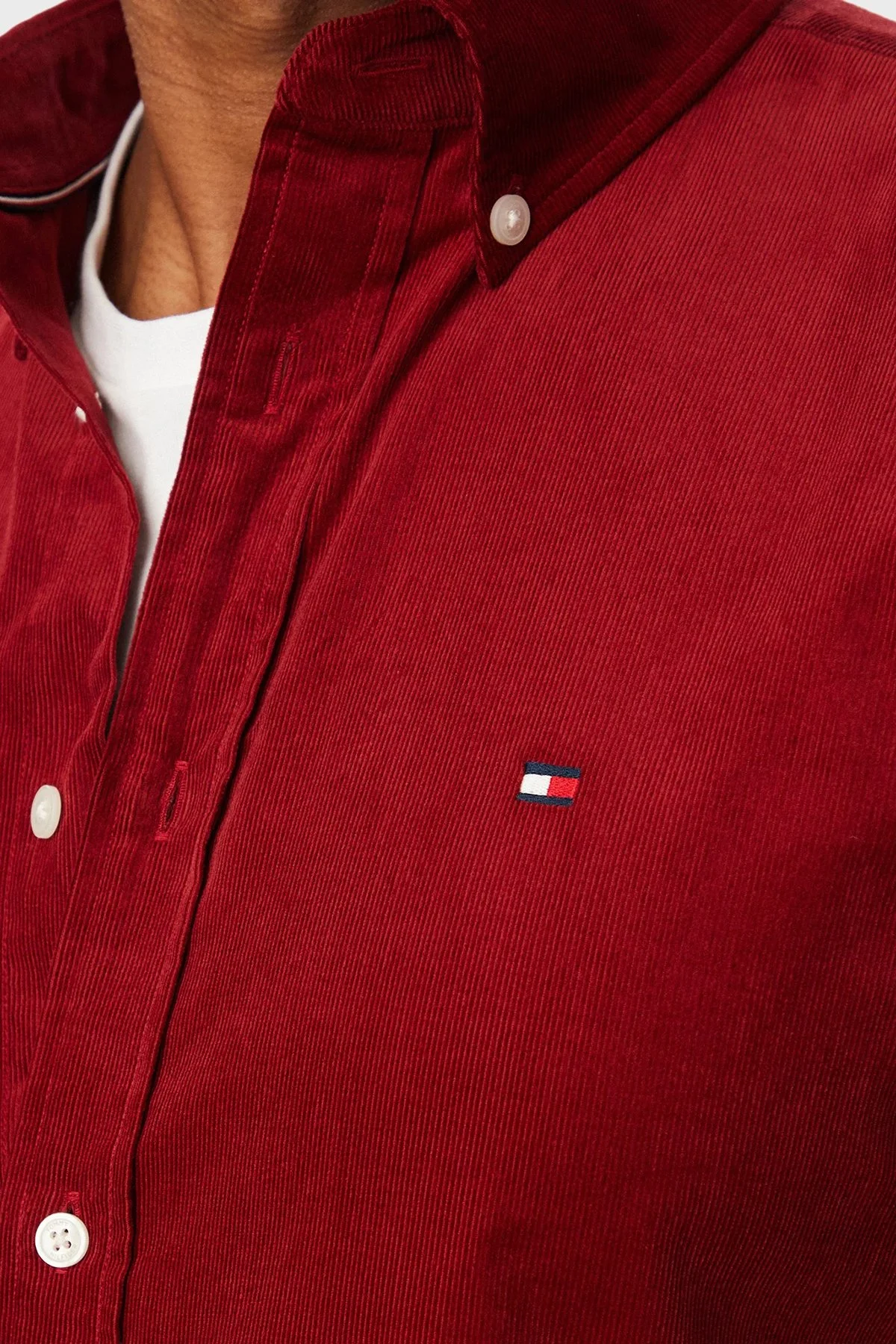 Tommy Hilfiger Erkek Gömlek MW0MW40486 XLI Kırmızı - 4