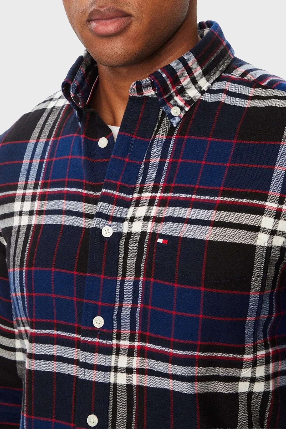 Tommy Hilfiger Erkek Gömlek MW0MW44592 0MS Lacivert-beyaz - 9