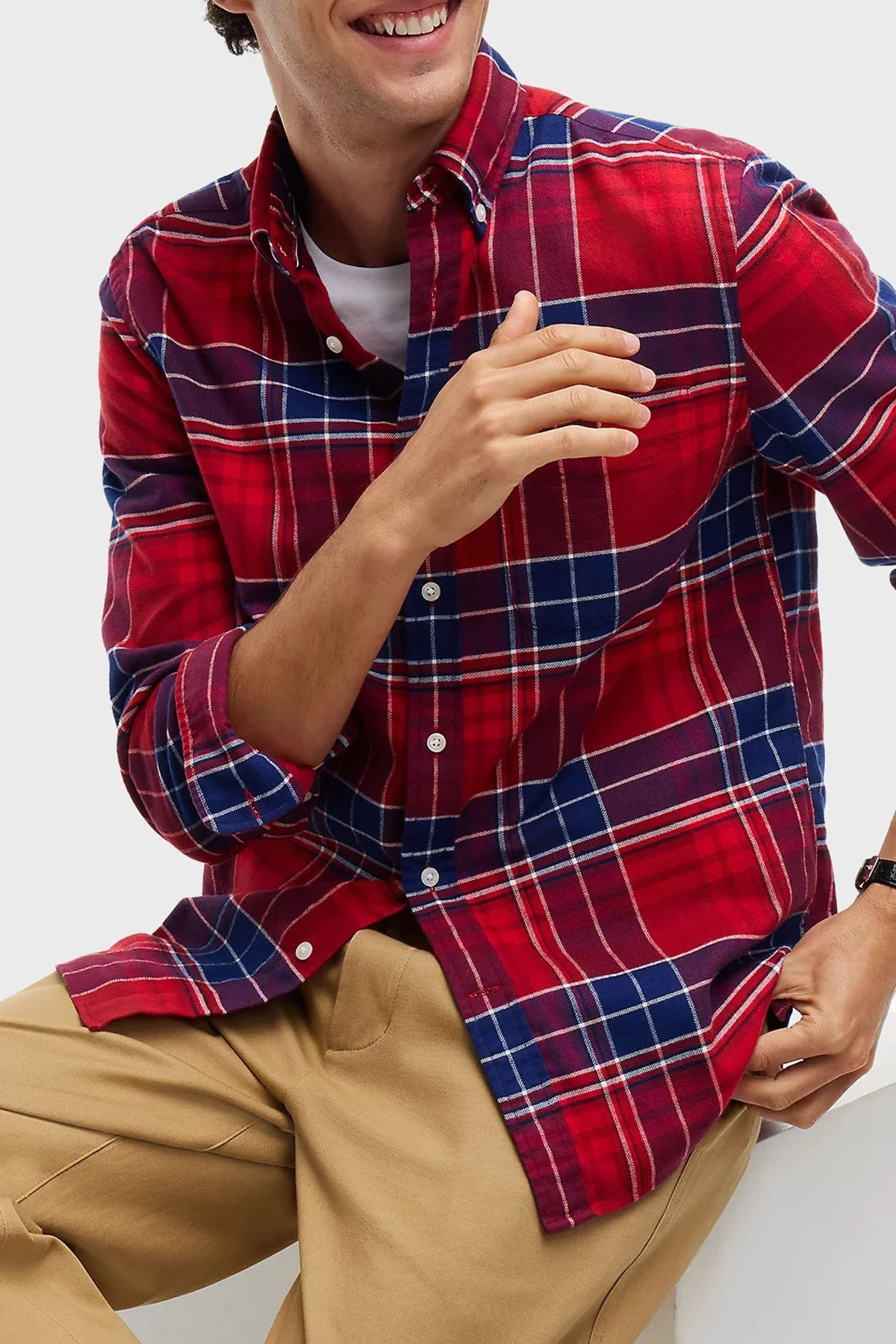 Tommy Hilfiger Erkek Gömlek MW0MW44592 0QJ Kırmızı - 7