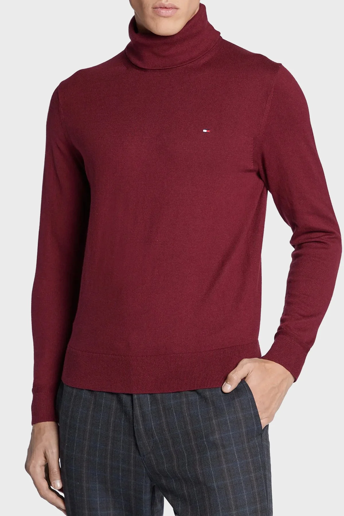 Tommy Hilfiger Erkek Kazak MW0MW28048 VLP Bordo - 1