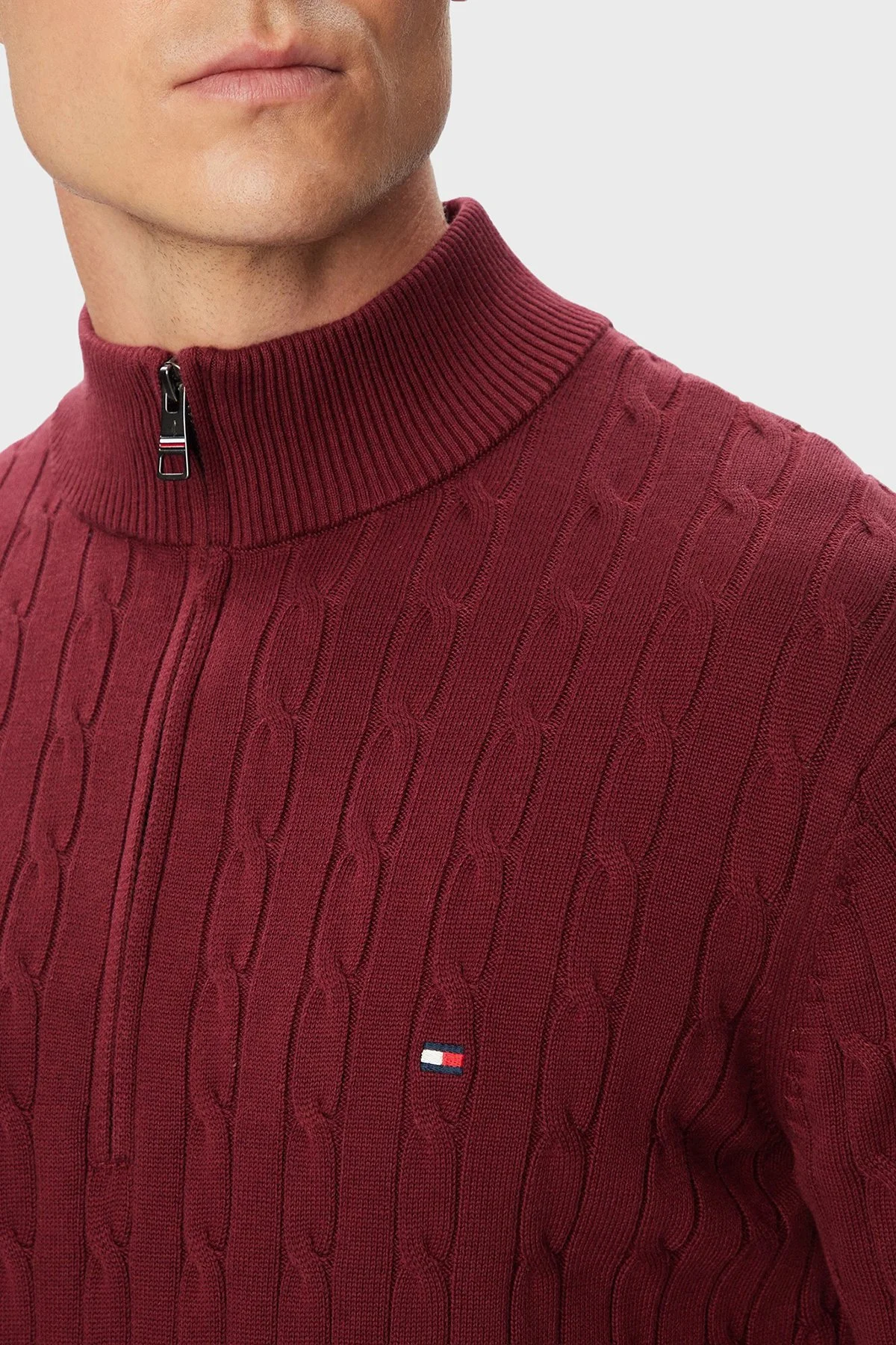 Tommy Hilfiger Erkek Kazak MW0MW36532 VLP Bordo - 4