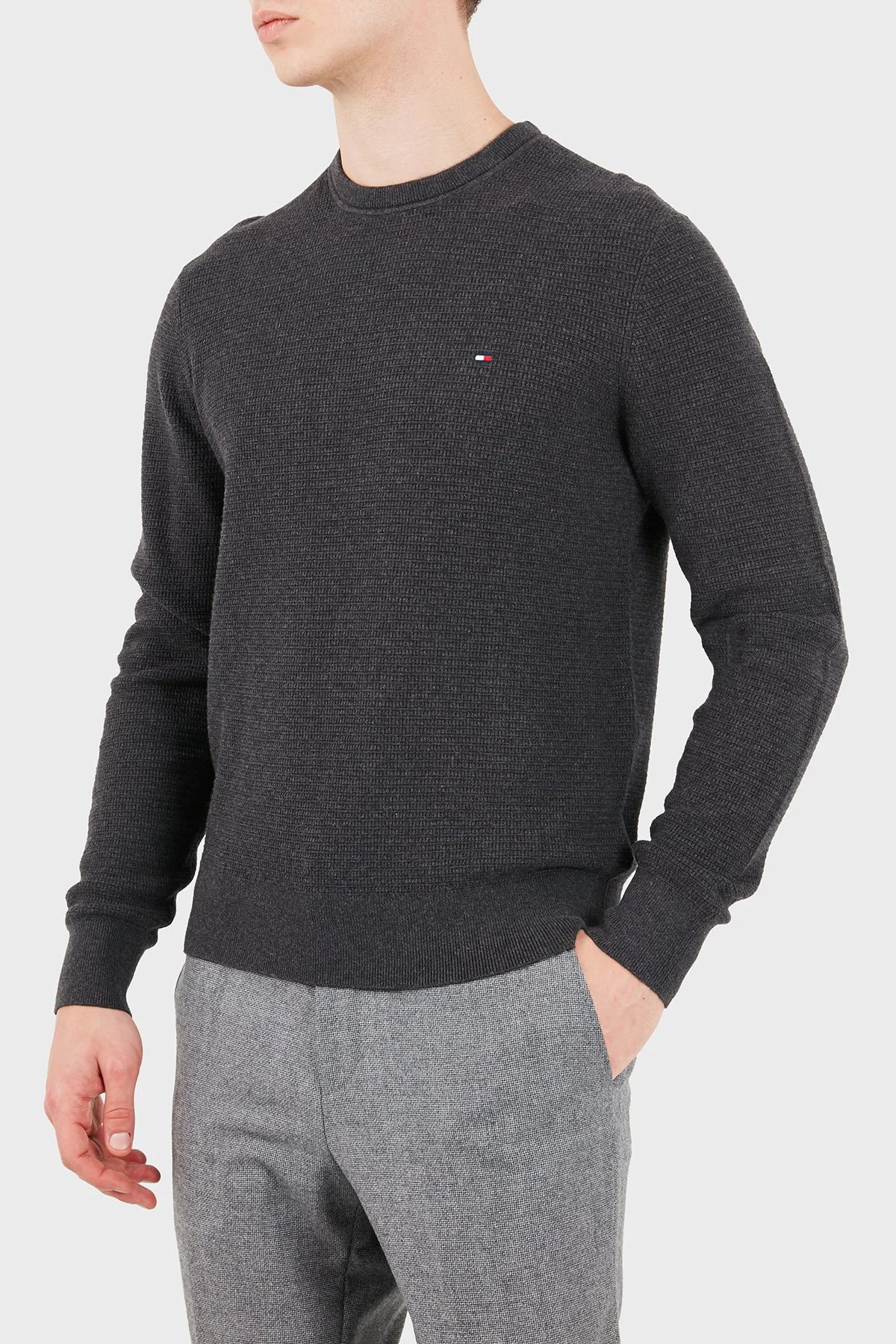 Tommy Hilfiger Erkek Kazak MW0MW44759 P4E Gri - 3