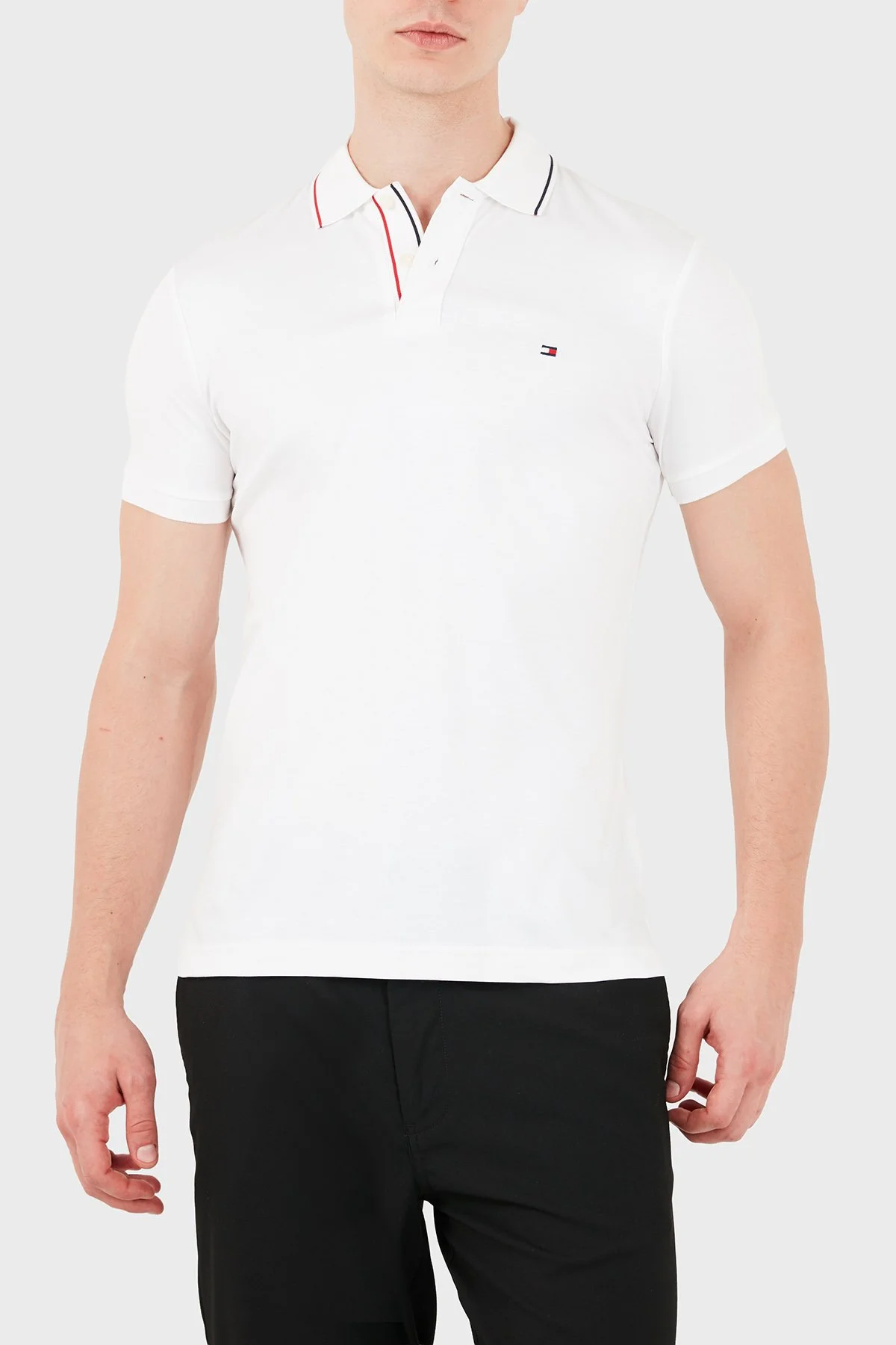 Tommy Hilfiger Erkek Polo Yaka T Shirt MW0MW43263 YBR Beyaz - 3