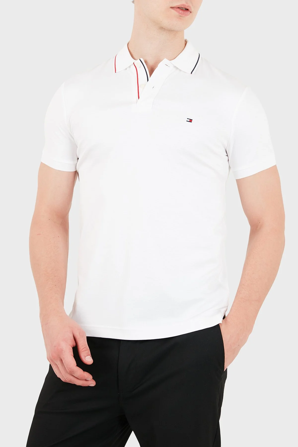 Tommy Hilfiger Erkek Polo Yaka T Shirt MW0MW43263 YBR Beyaz - 4