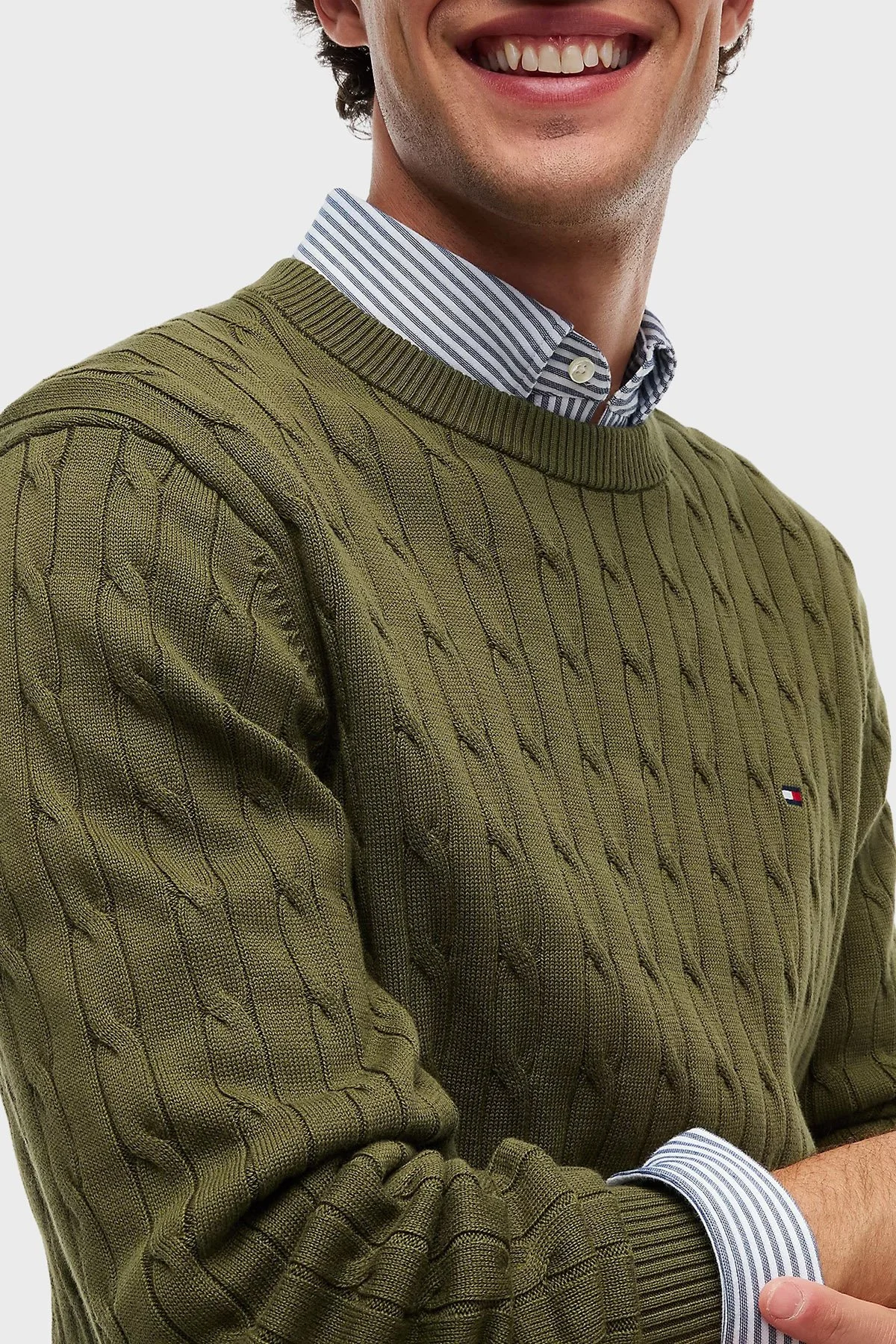 Tommy Hilfiger Erkek Sweat MW0MW33132 MT1 Yeşil - 4