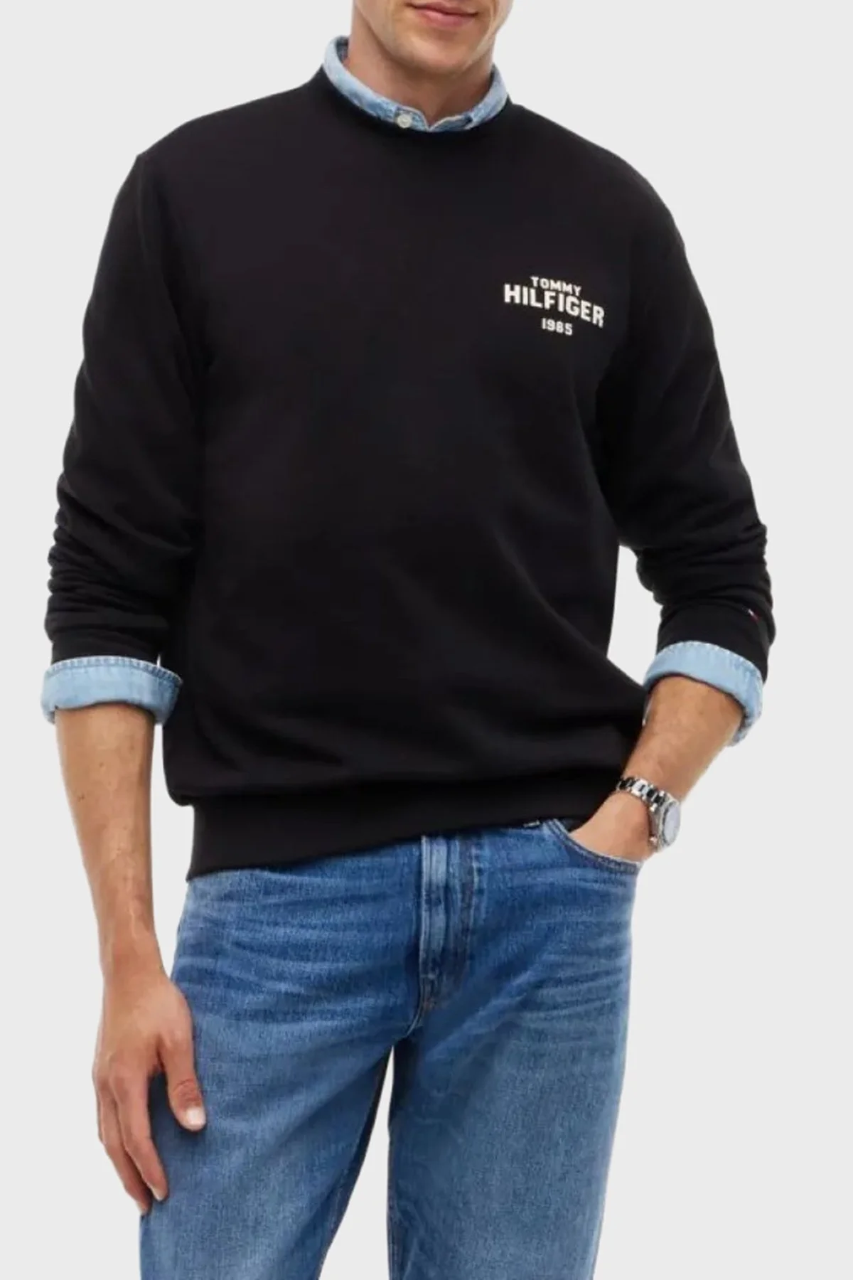 Tommy Hilfiger Erkek Sweat MW0MW44938 BDS Siyah - 1