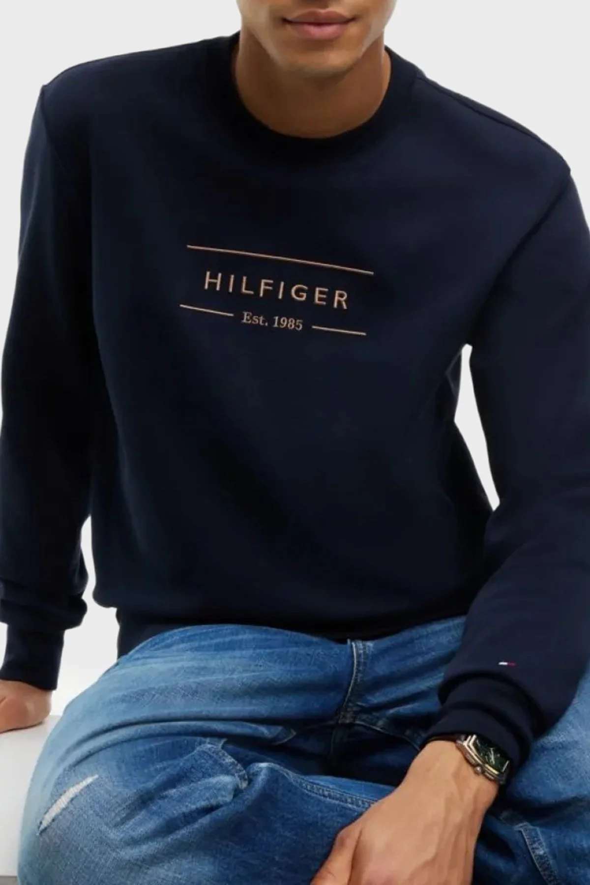 Tommy Hilfiger Erkek Sweat MW0MW44939 DW5 Lacivert - 4