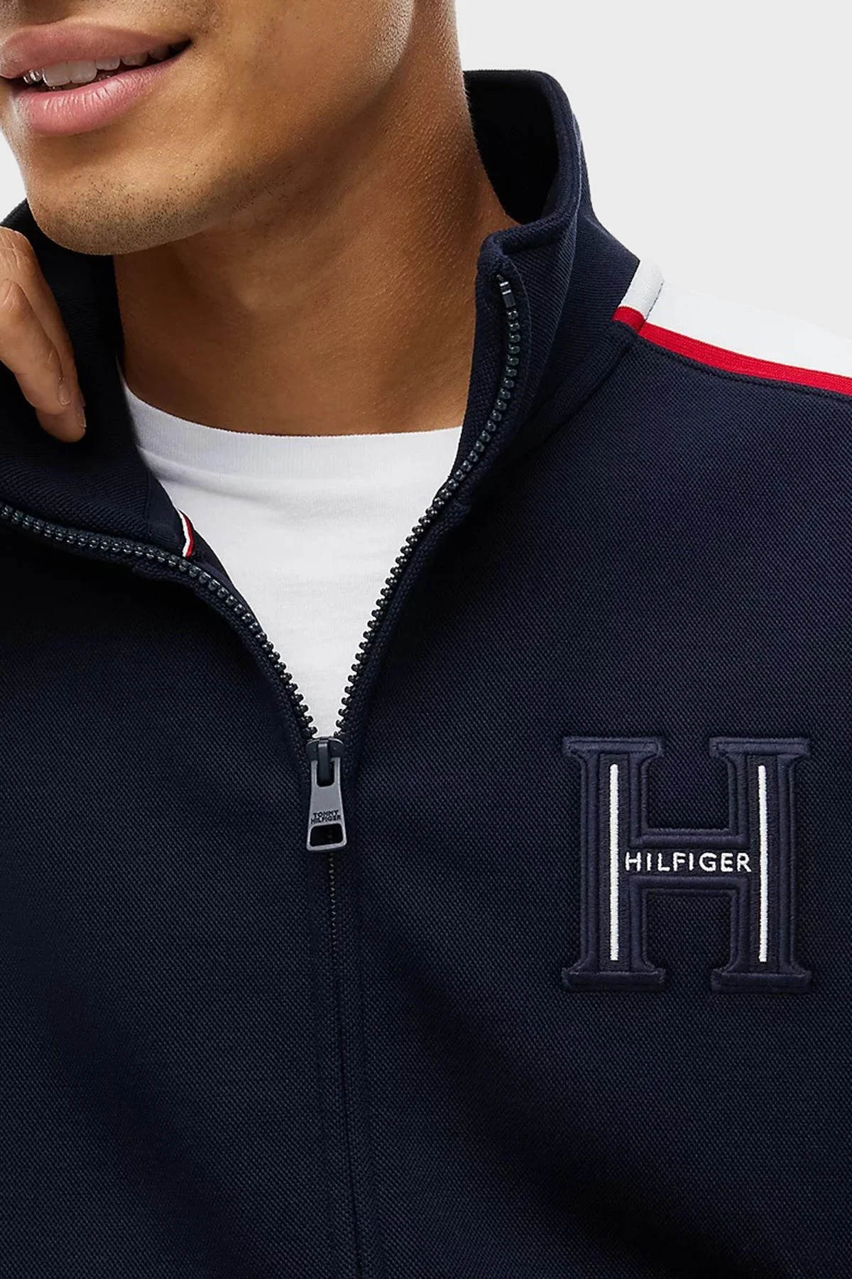 Tommy Hilfiger Pamuk Karışımlı Örme Regular Fit Dik Yaka Erkek Sweat MW0MW44957 DW5 Lacivert - 10