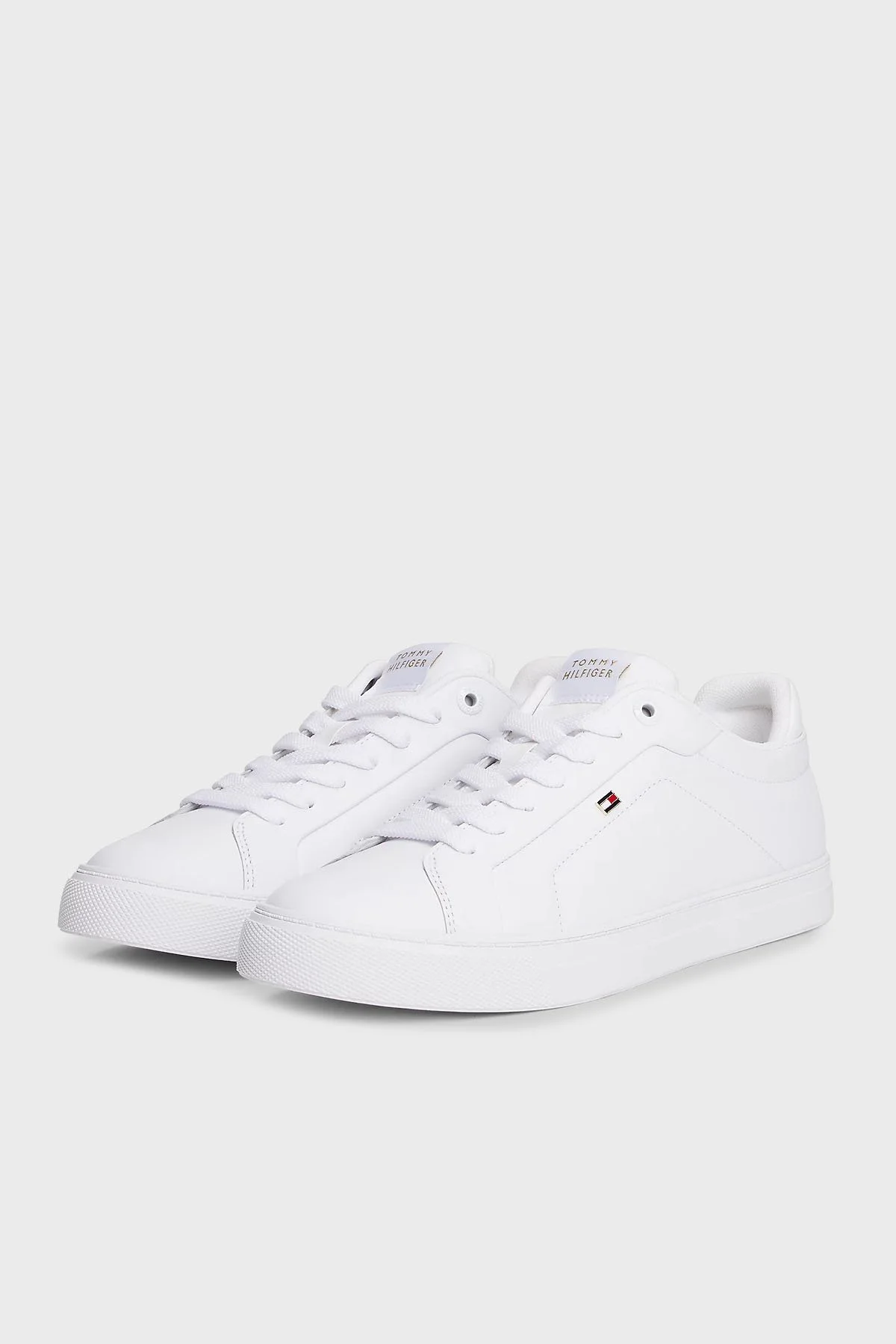 Tommy Hilfiger Hakiki Deri Bağcıklı Sneaker Bayan Ayakkabı FW0FW08815 YBR BEYAZ - 4