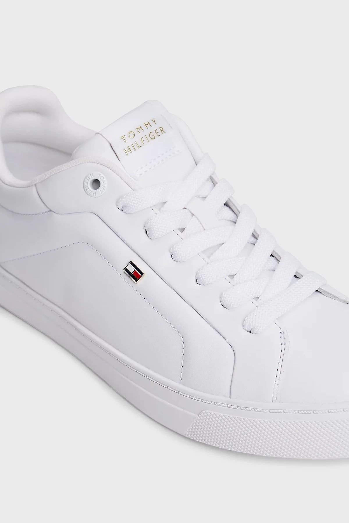 Tommy Hilfiger Hakiki Deri Bağcıklı Sneaker Bayan Ayakkabı FW0FW08815 YBR BEYAZ - 6