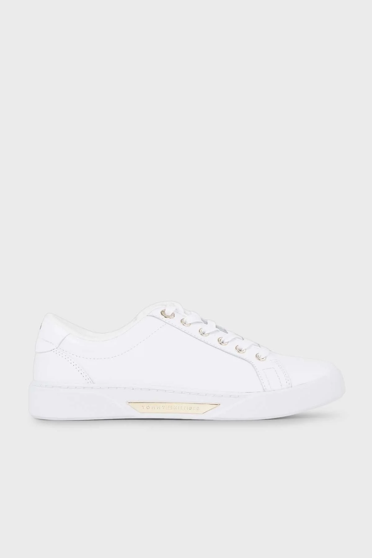 Tommy Hilfiger Hakiki Deri Logo Detaylı Sneaker Bayan Ayakkabı FW0FW07560 0K7 BEYAZ - 1
