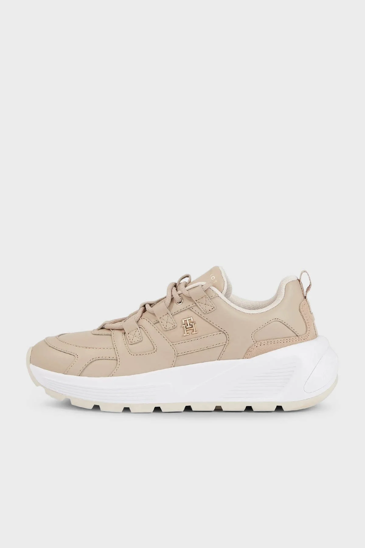 Tommy Hilfiger Hakiki Deri Logo Detaylı Yüksek Topuklu Sneaker Bayan Ayakkabı FW0FW07340 ABO BEJ - 3