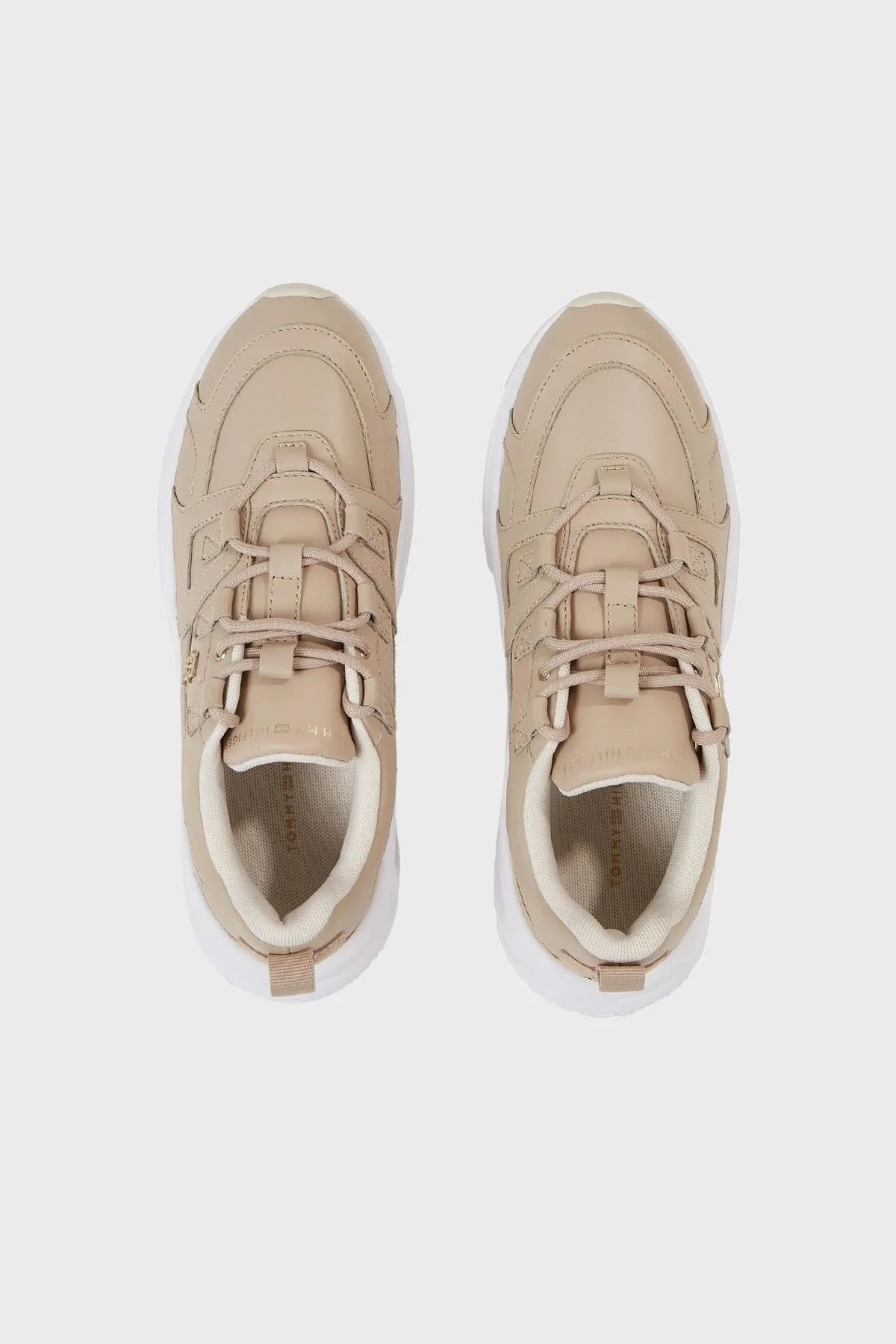 Tommy Hilfiger Hakiki Deri Logo Detaylı Yüksek Topuklu Sneaker Bayan Ayakkabı FW0FW07340 ABO BEJ - 4