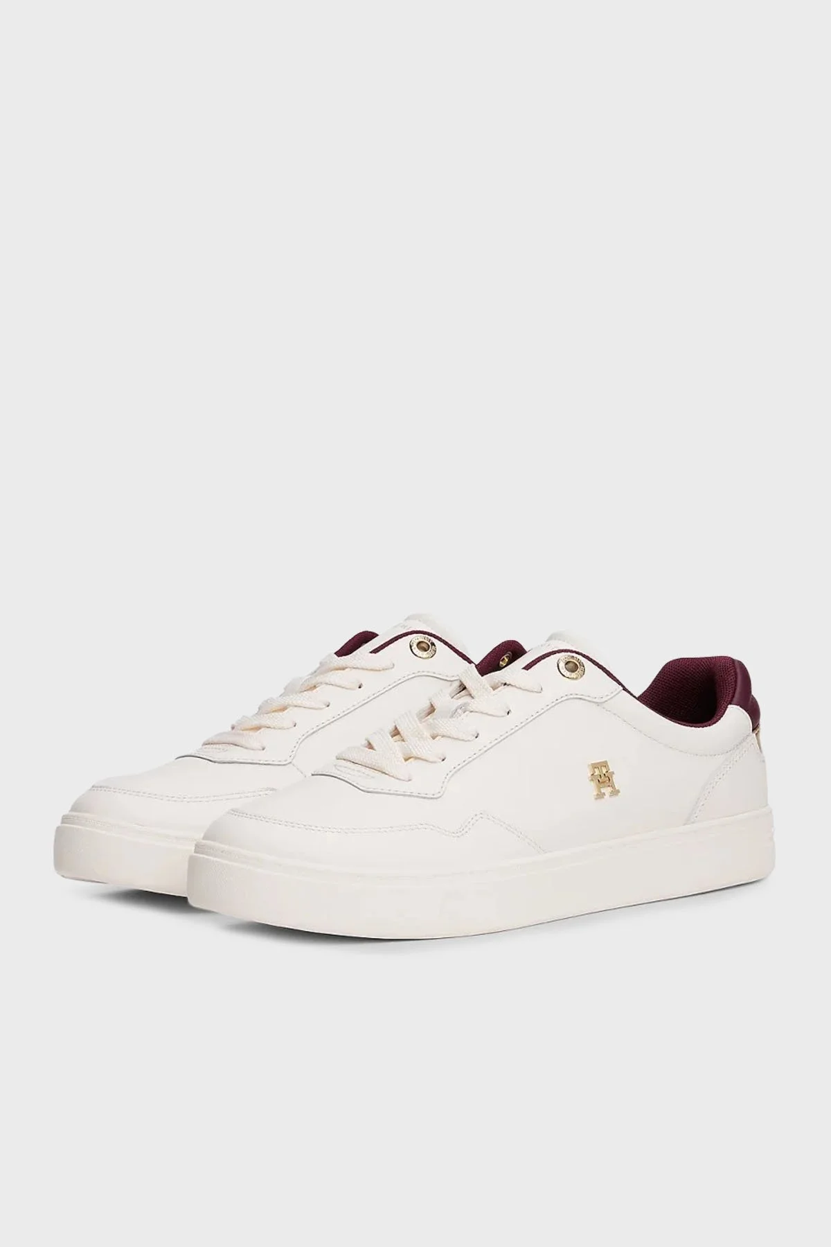 Tommy Hilfiger Hakiki Deri Logolu Bağcıklı Sneaker Bayan Ayakkabı FW0FW08680 YBH BEYAZ - 3