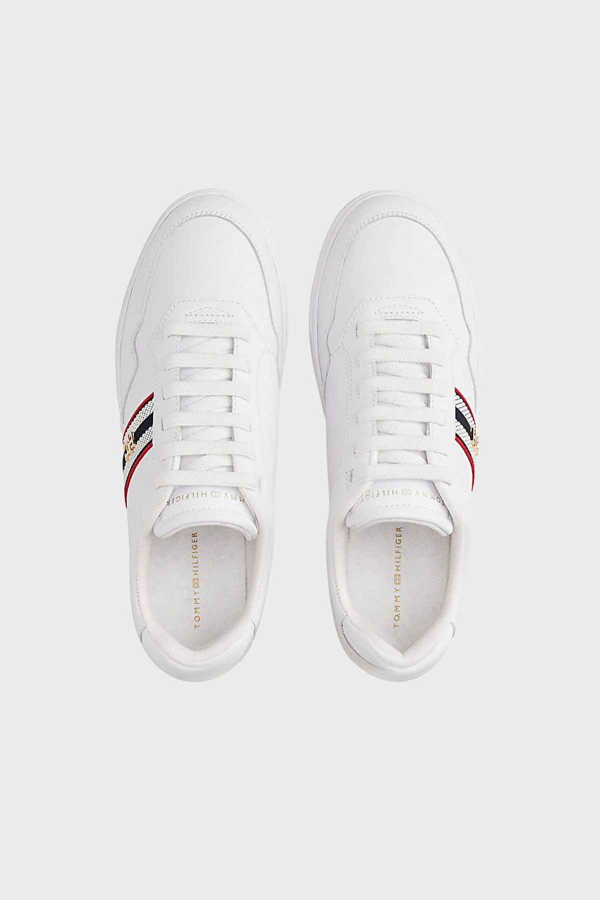Tommy Hilfiger Hakiki Deri Logolu Bağcıklı Sneaker Bayan Ayakkabı FW0FW09001 YBS BEYAZ - 5