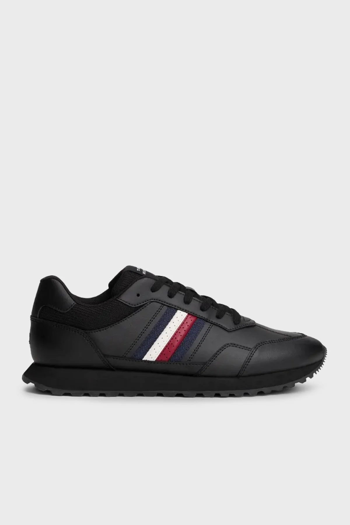 Tommy Hilfiger Hakiki Deri Logolu Bağcıklı Sneaker Erkek Ayakkabı FM0FM05637 BDS SİYAH - 1