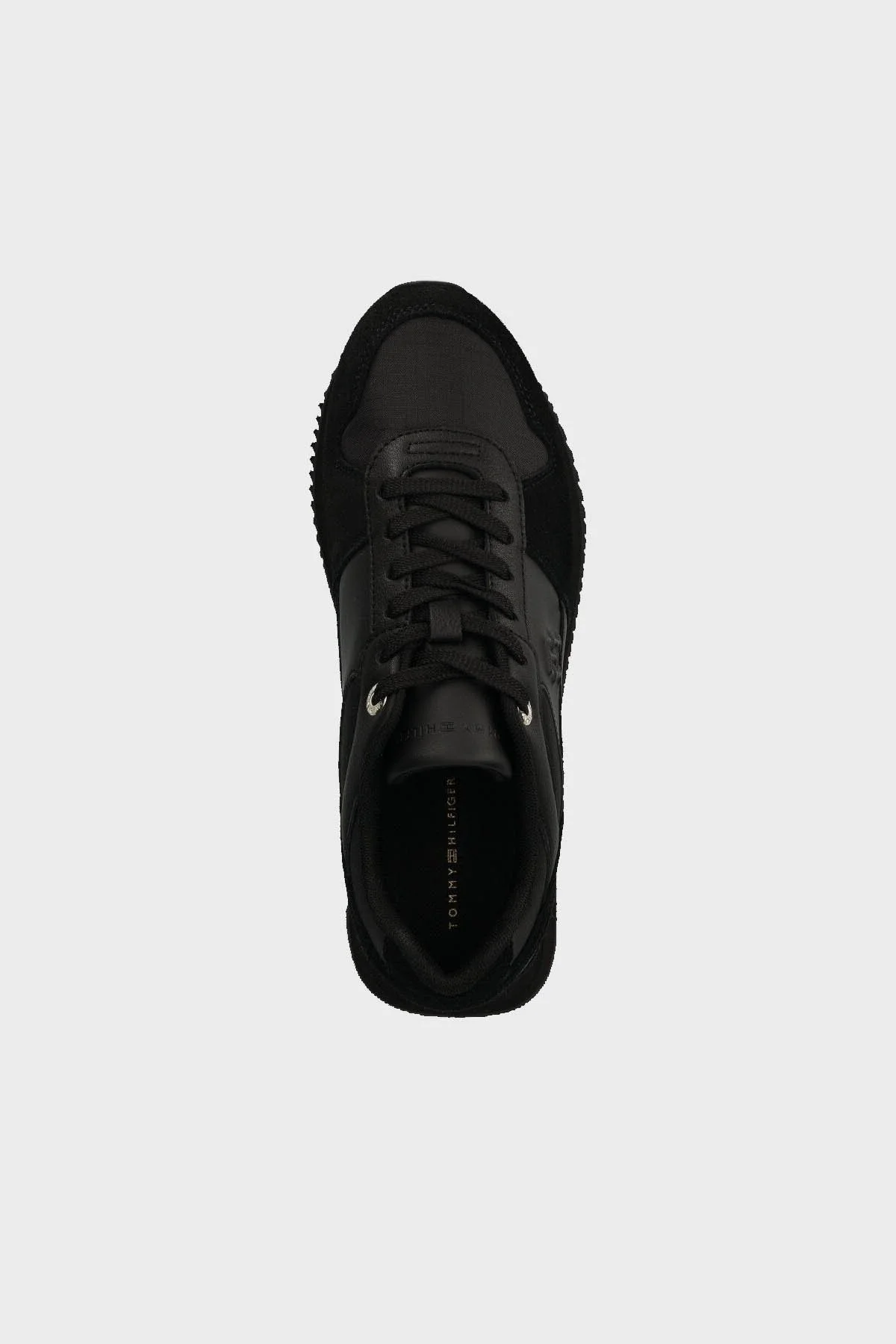 Tommy Hilfiger Hakiki Deri Logolu Kadife Parçalı Sneaker Bayan Ayakkabı FW0FW07585 BDS SİYAH - 4