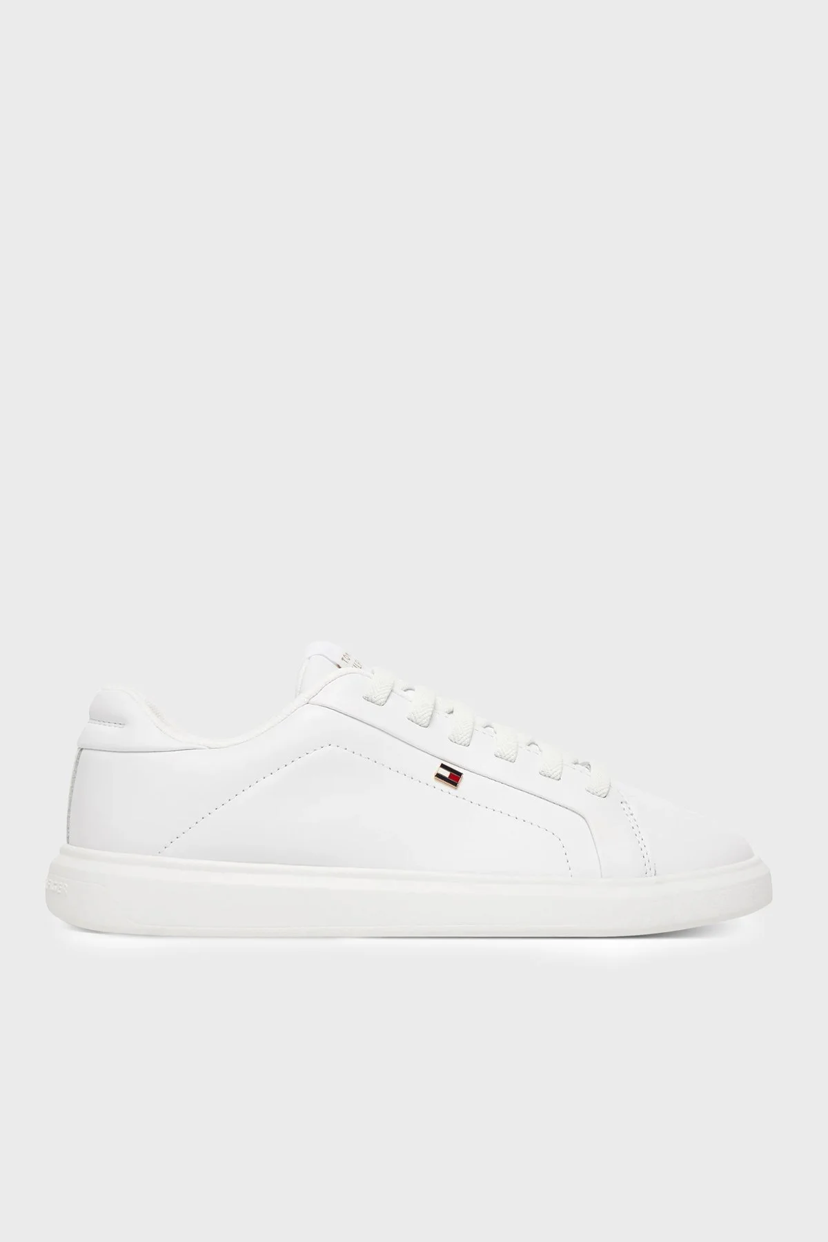 Tommy Hilfiger Hakiki Deri Logolu Sneaker Kadın Ayakkabı FW0FW08948 YBS BEYAZ - 1