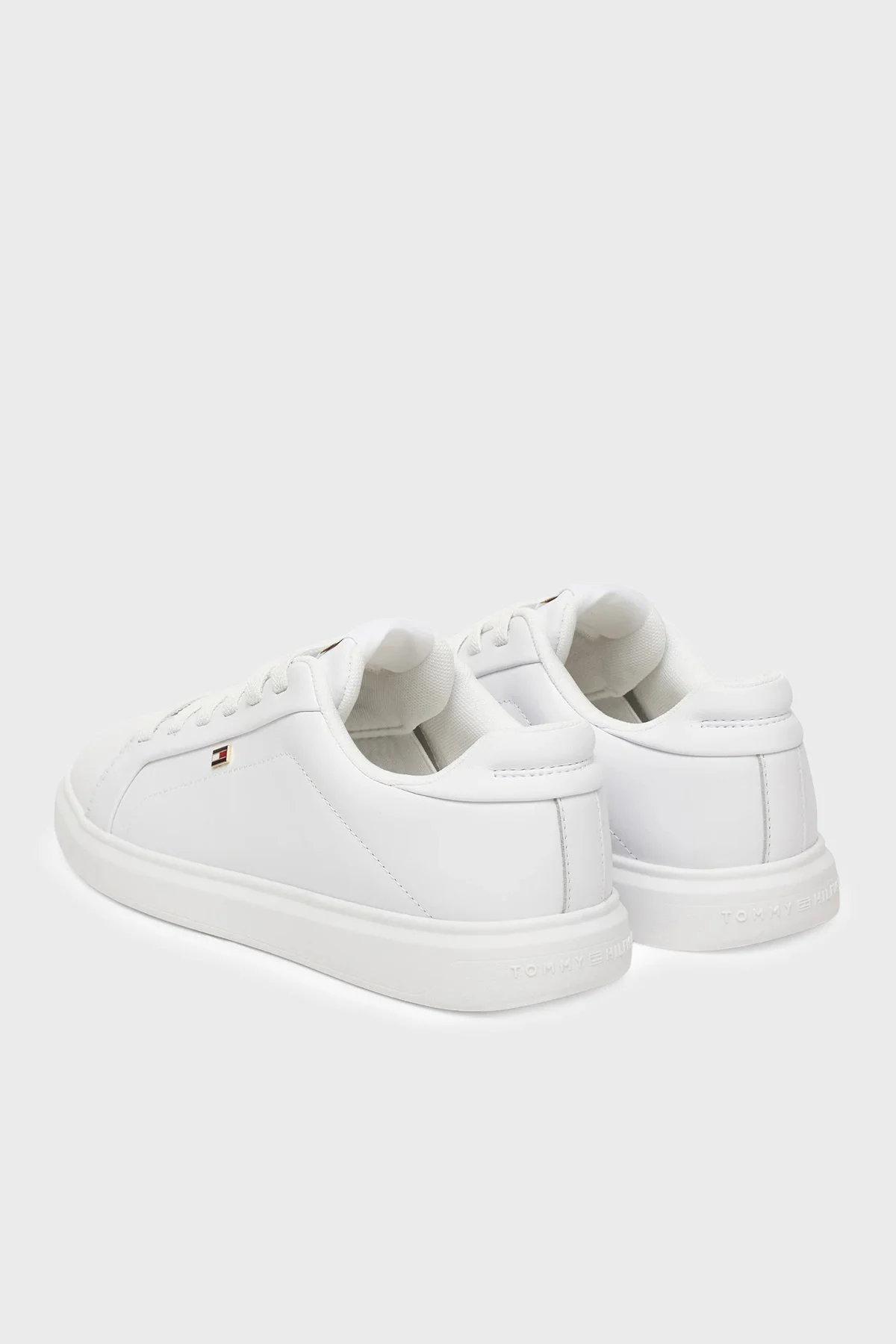 Tommy Hilfiger Hakiki Deri Logolu Sneaker Kadın Ayakkabı FW0FW08948 YBS BEYAZ - 4