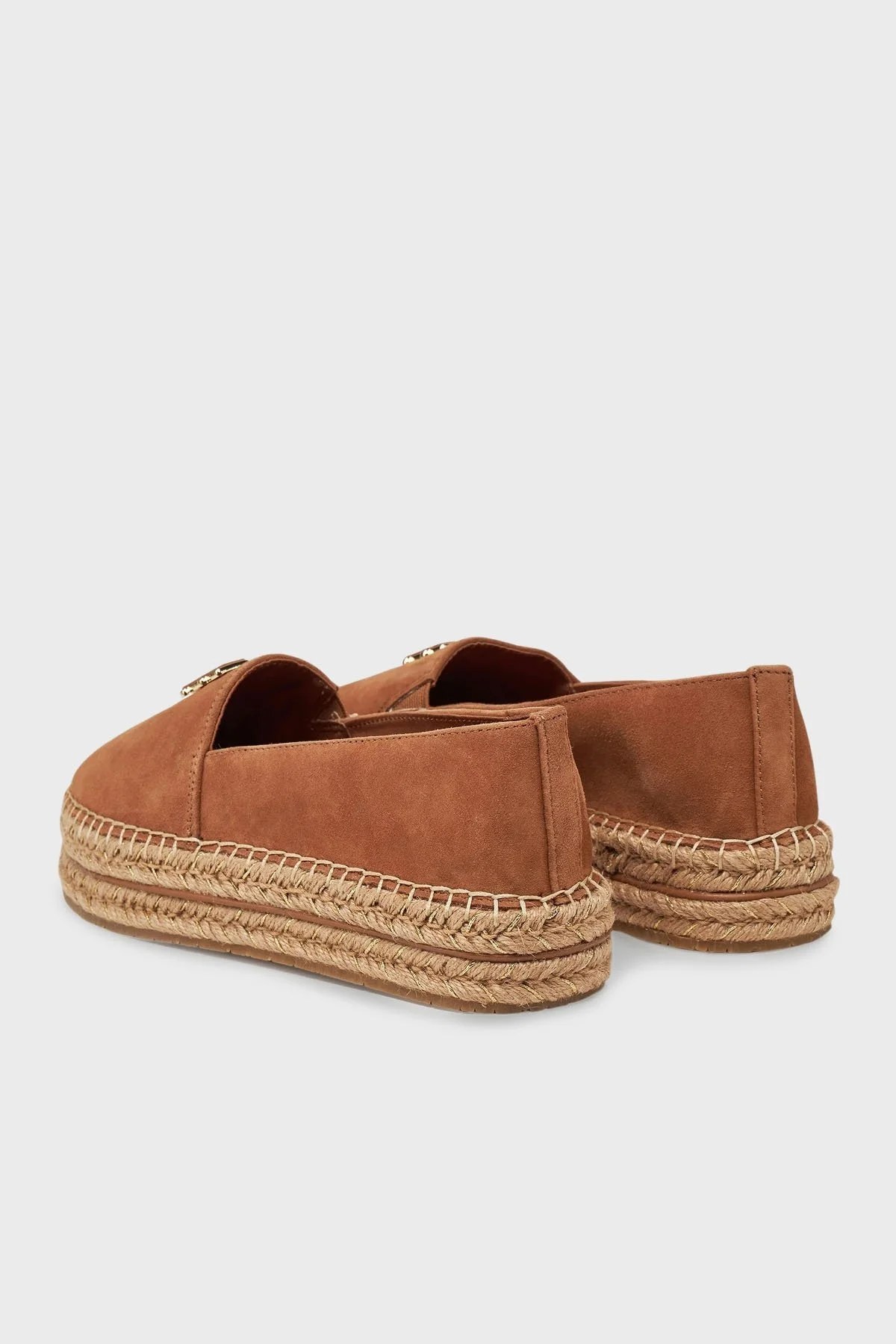 Tommy Hilfiger Hakiki Deri ve Süet Detaylı Paltform Taban Espadril Bayan Ayakkabı FW0FW08586 GU9 KAHVE - 4