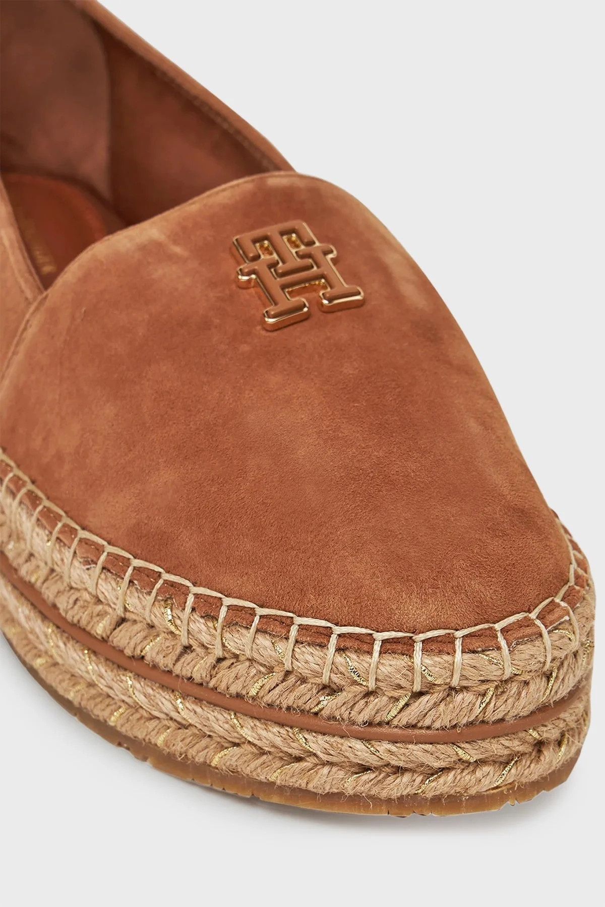 Tommy Hilfiger Hakiki Deri ve Süet Detaylı Paltform Taban Espadril Bayan Ayakkabı FW0FW08586 GU9 KAHVE - 5
