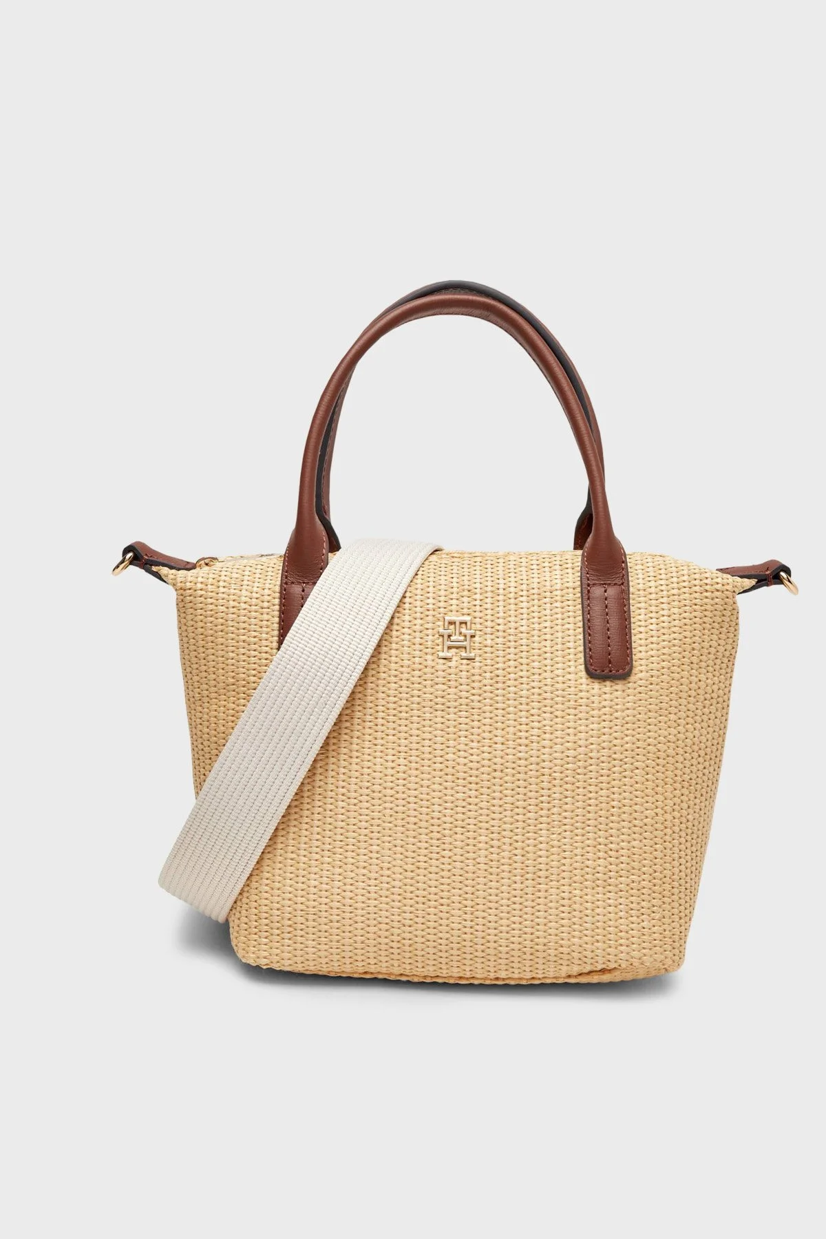 Tommy Hilfiger Hasır Çıkarılabilir Askılı Kadın Çanta AW0AW18523 0F4 BEJ - 1