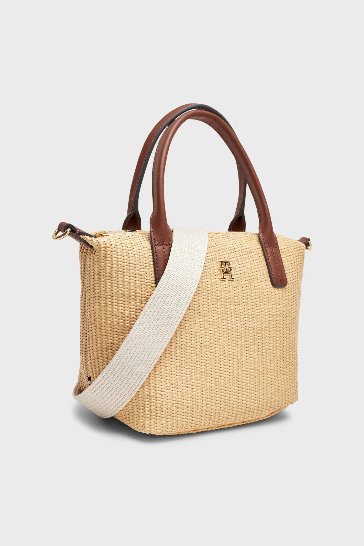 Tommy Hilfiger Hasır Çıkarılabilir Askılı Kadın Çanta AW0AW18523 0F4 BEJ - 4