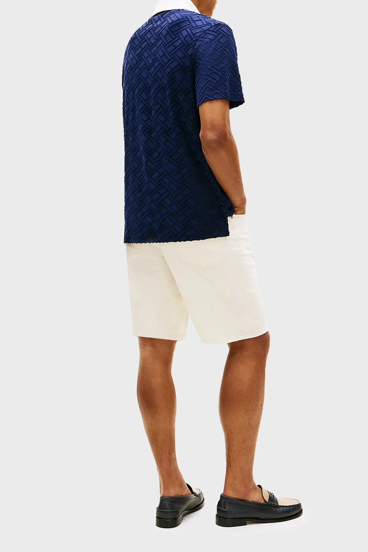 Tommy Hilfiger Jakarlı Pamuklu Regular Fit Kontrast Erkek Polo Yaka T Shirt MW0MW42759 DCC LACİVERT - 3